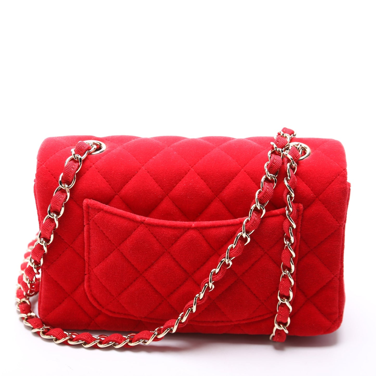 Chanel Classic Flap Rectangle Velvet 24M Red Mini Bag