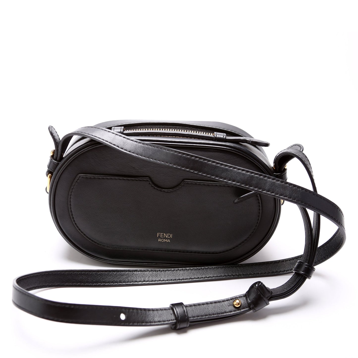 Fendi Grace Lock Camera Case Bag Leather Vitello Black Travel Bag