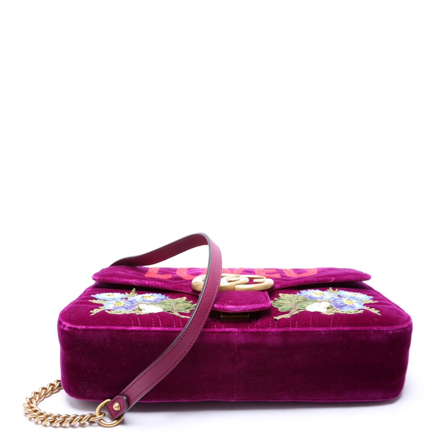 Gucci Marmont Velvet Loved Purple Multicolor Medium Shoulder Bag