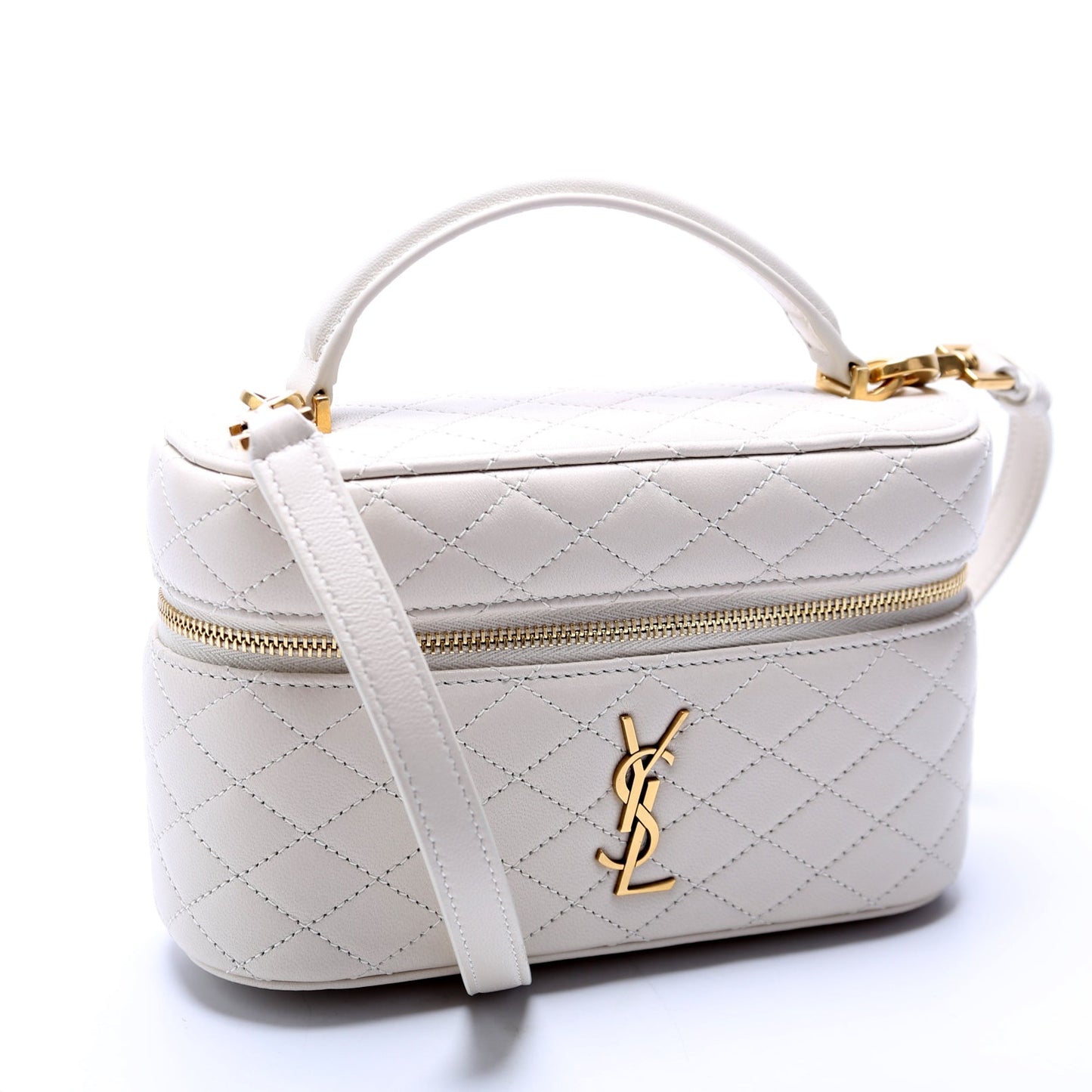 YSL Saint Laurent Saint Laurent Gaby Vanity Lambskin Bag Quilted Cream Travel Bag