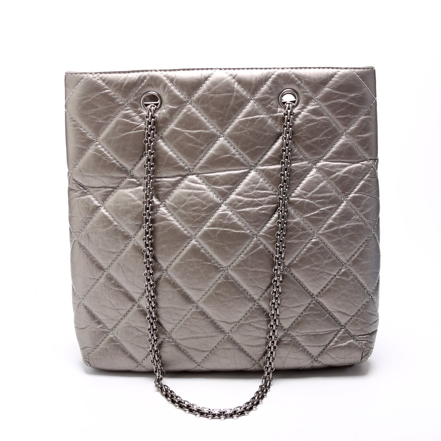 Chanel Reissue Tall Quilted Aged Calfskin 14M Silver Tote Bag