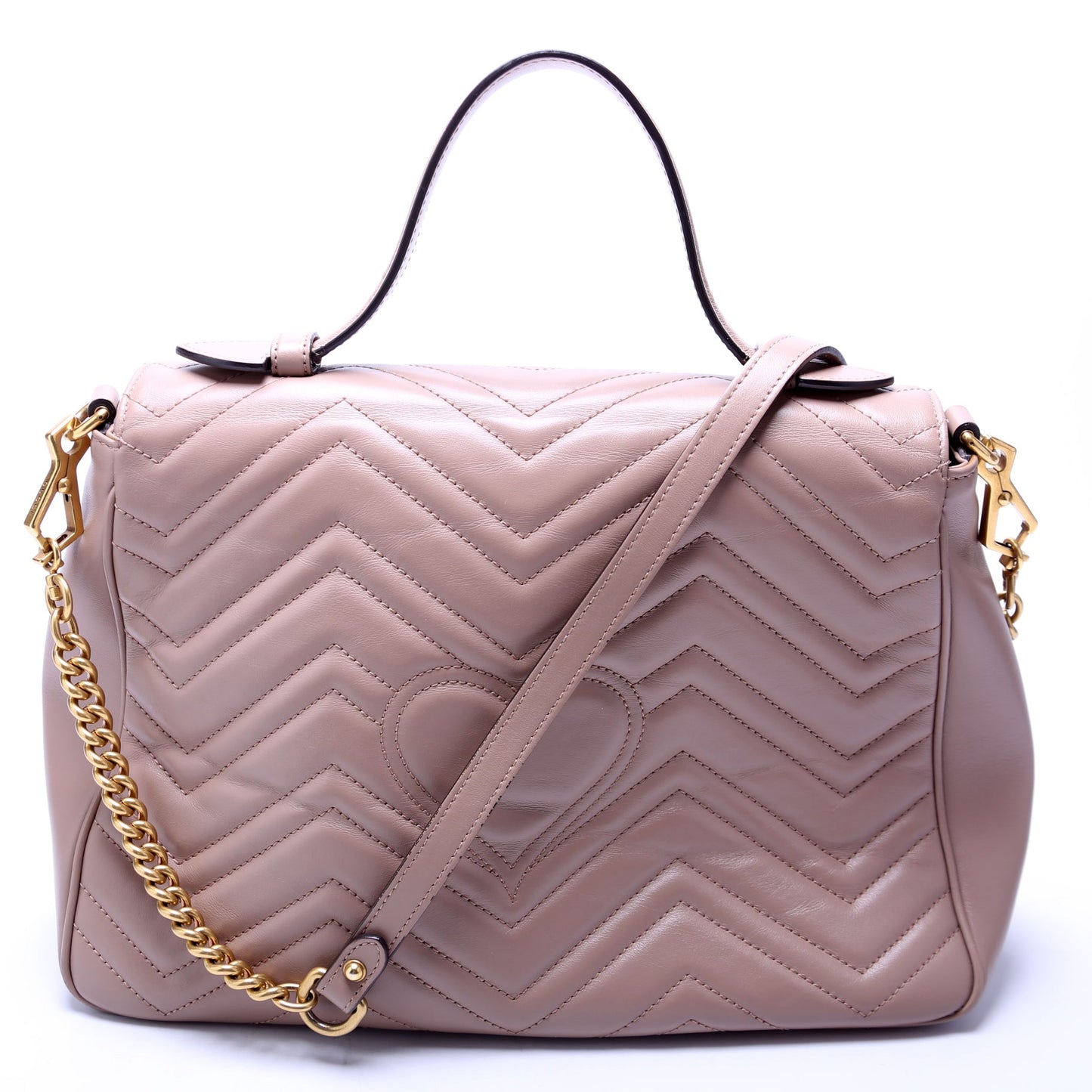 Gucci Marmont Tan Medium Top Handle Travel Bag