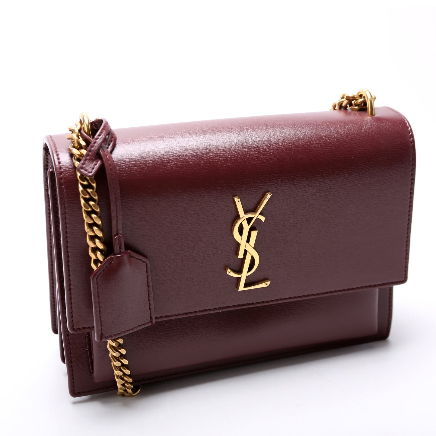YSL Saint Laurent Sunset Smooth Burgundy Bag Leather Medium Travel Bag