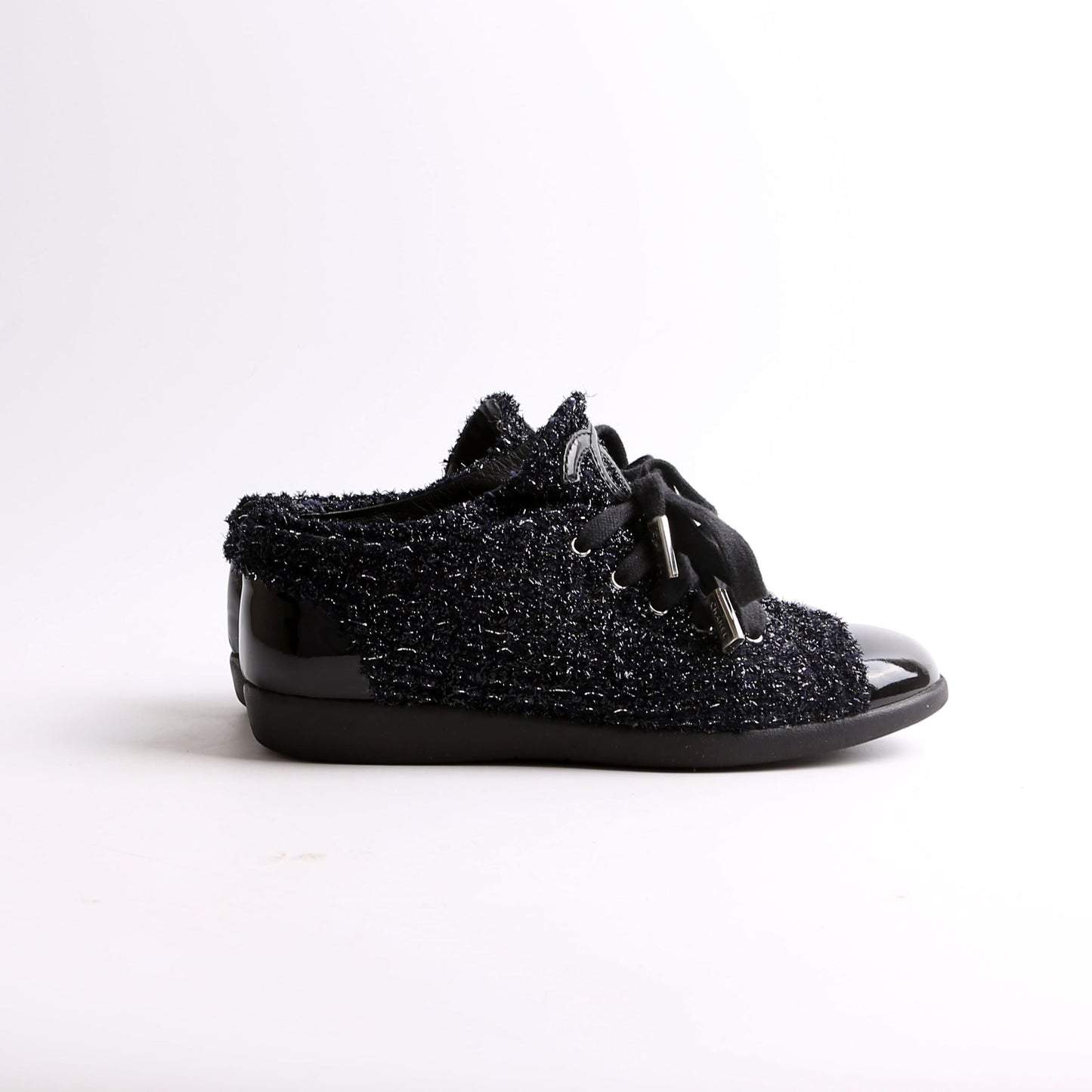 Chanel Tweed/Patent Cap Toe Trainers Size 35.5