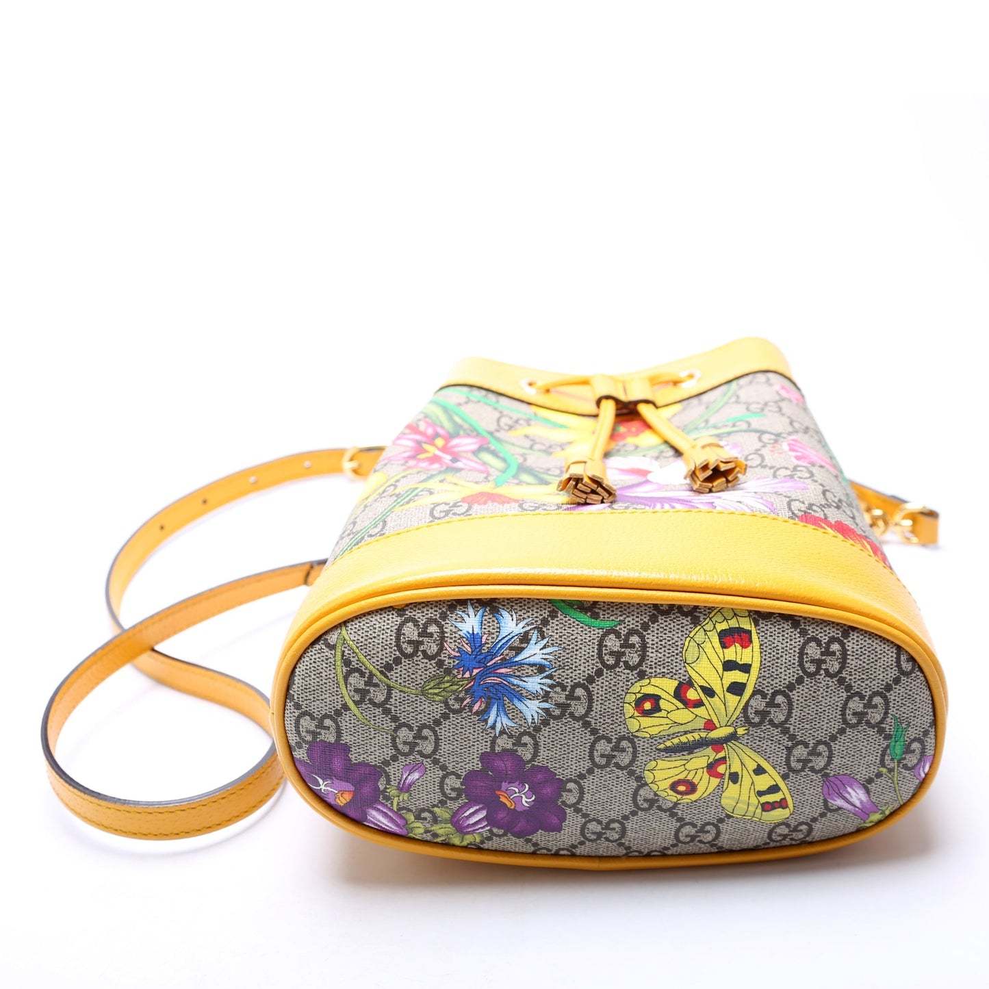 Gucci Ophidia Flora Yellow Bucket Bag