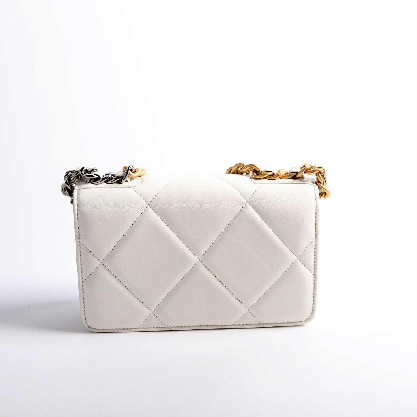 Chanel 19 WOC Quilted Lambskin 30M White Clutch Bag