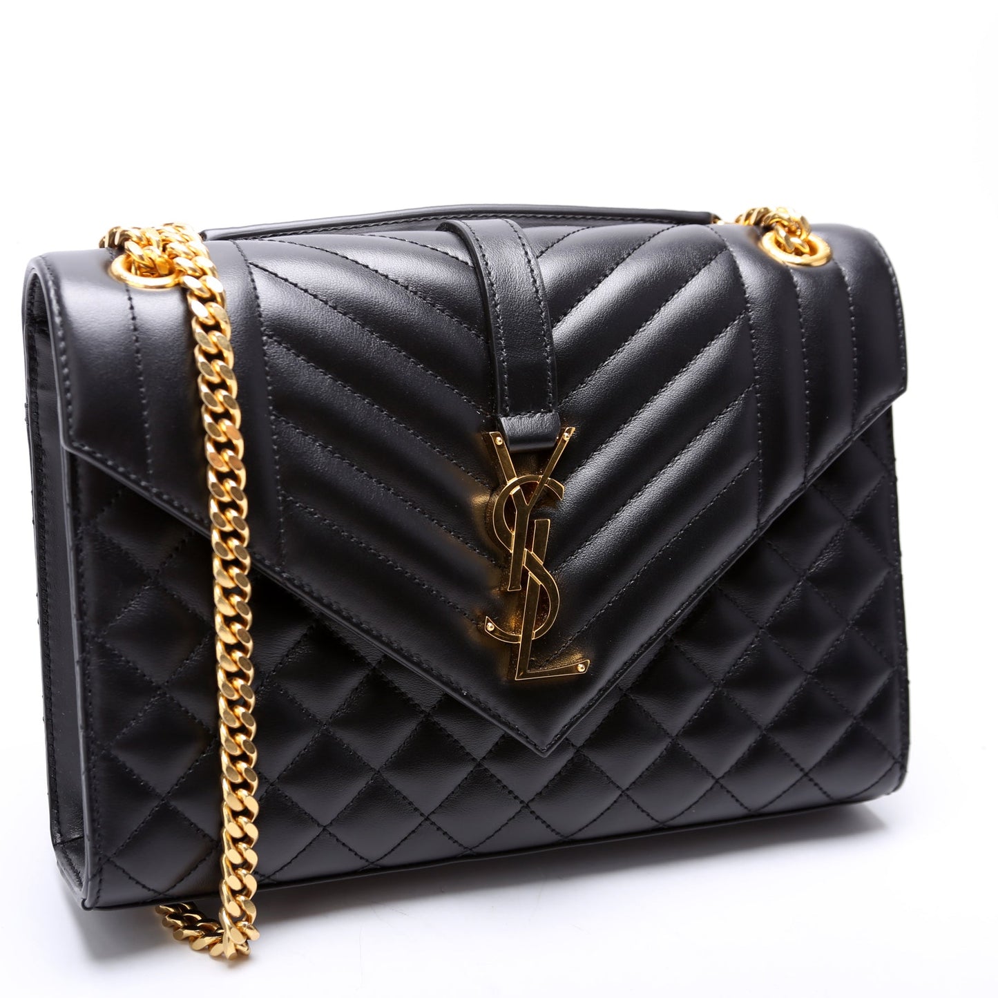 YSL Saint Laurent Saint Laurent Envelope Tri Quilt Bag Black Medium Travel Bag