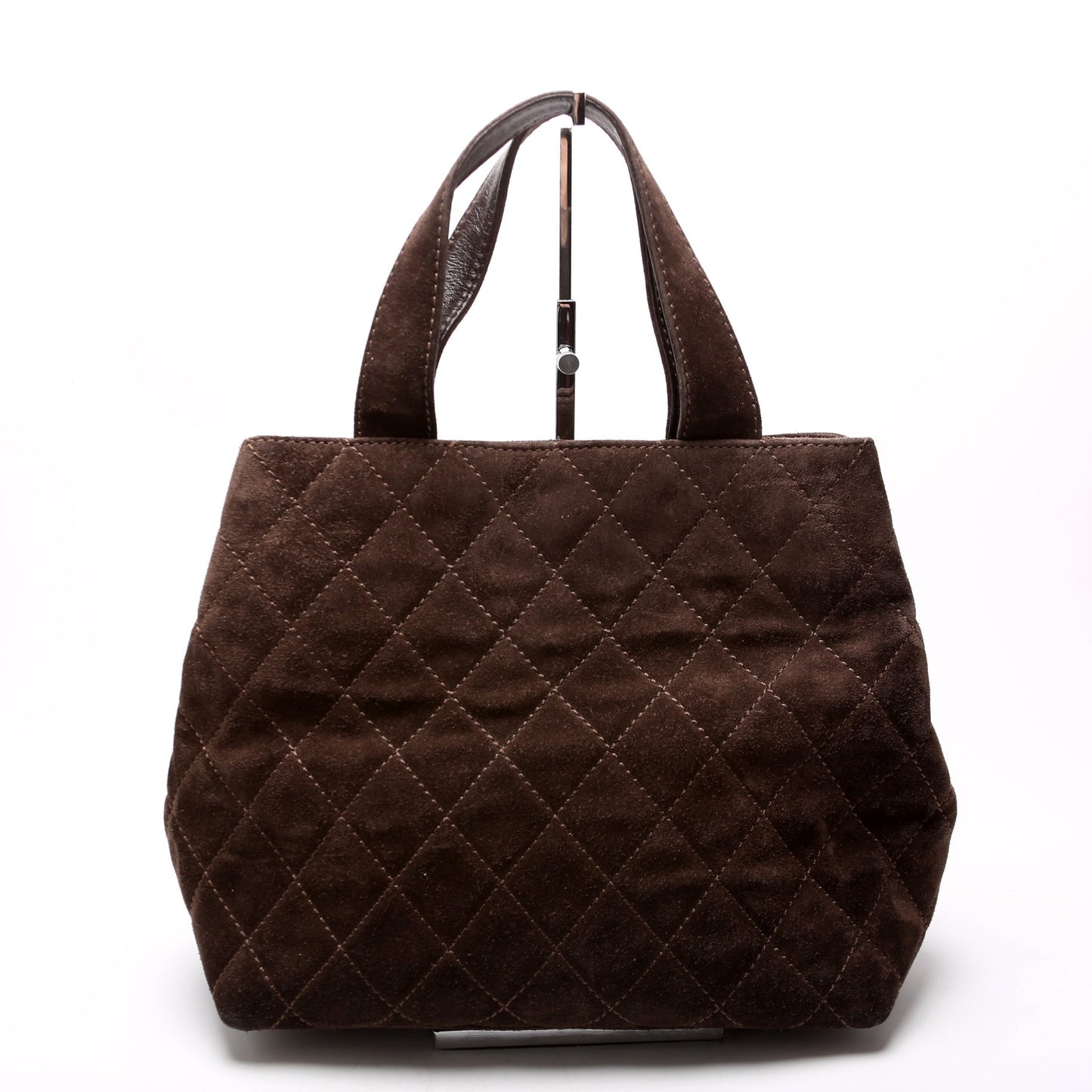 Chanel CC Top Handle Suede 7MM Brown Handbag