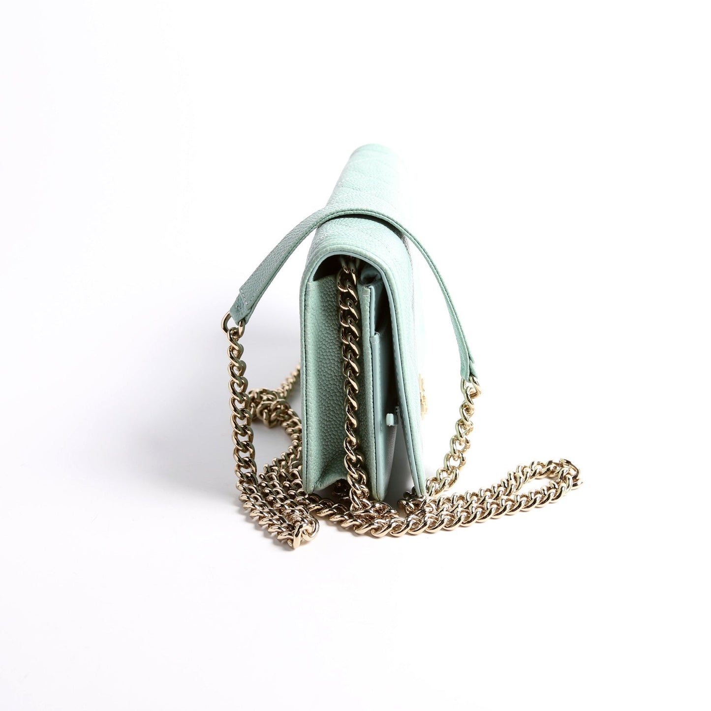 Chanel WOC Bot Caviar Turquoise Clutch Bag