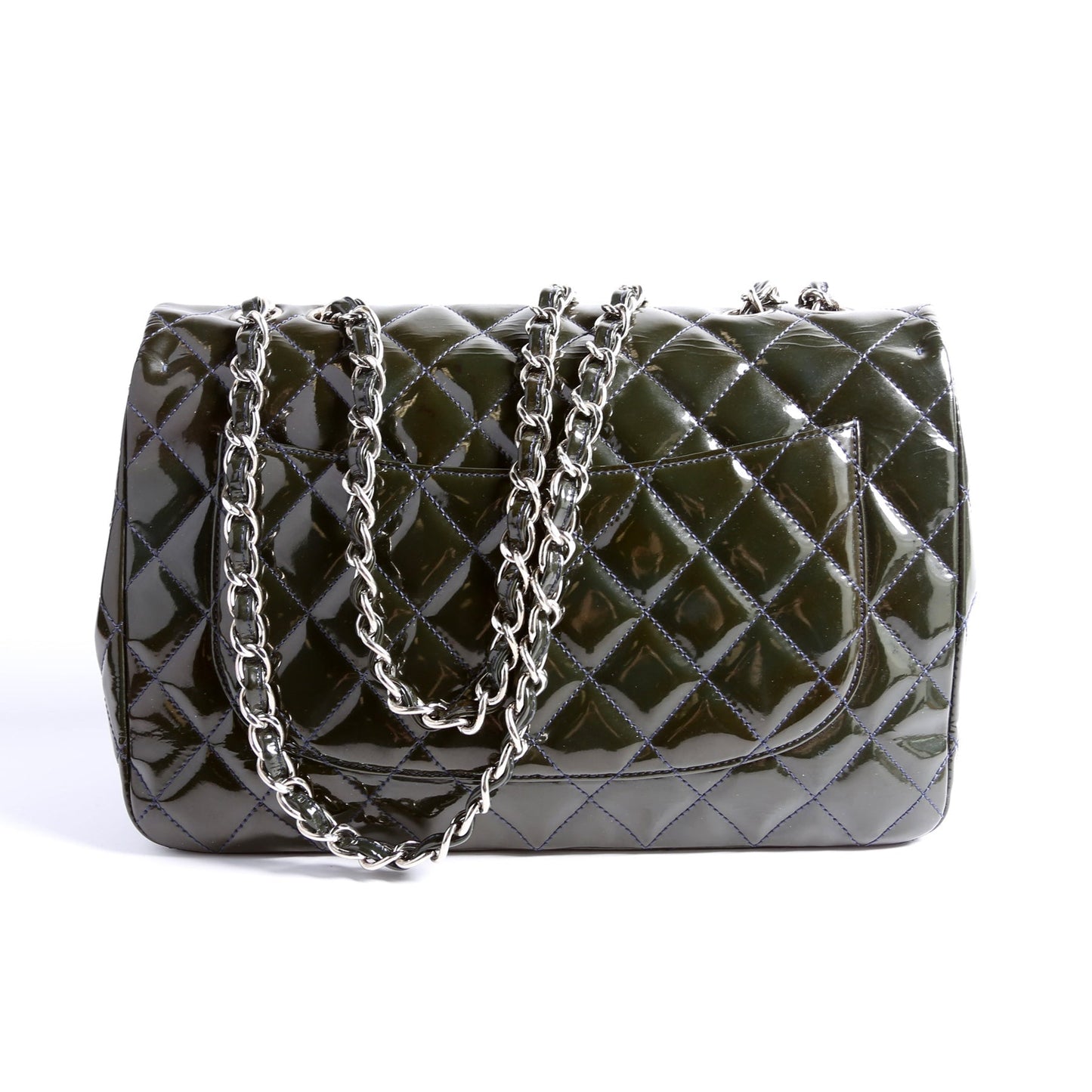 Chanel Classic Flap Jumbo Patent 13M Green Handbag