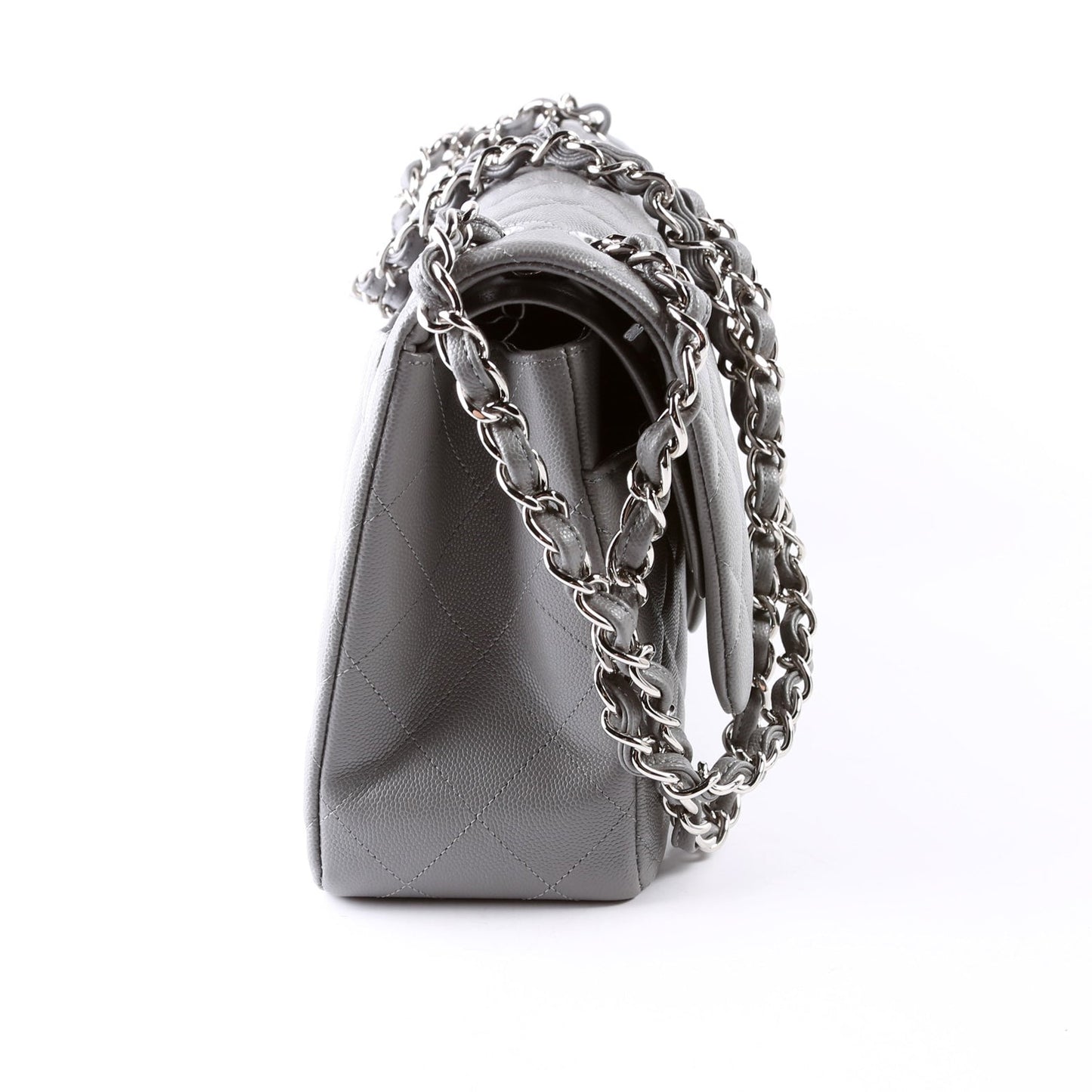 Chanel Classic Flap Jumbo Caviar 24M Grey Handbag