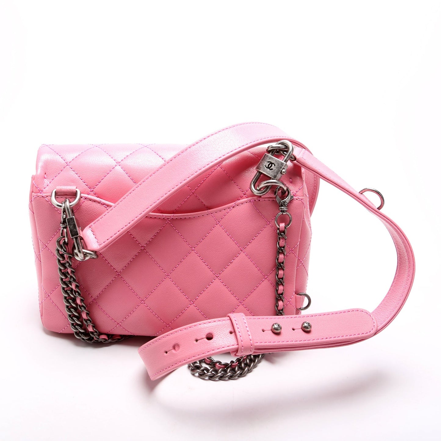 Chanel Double Carry Waist 21M Goatskin Pink Handbag