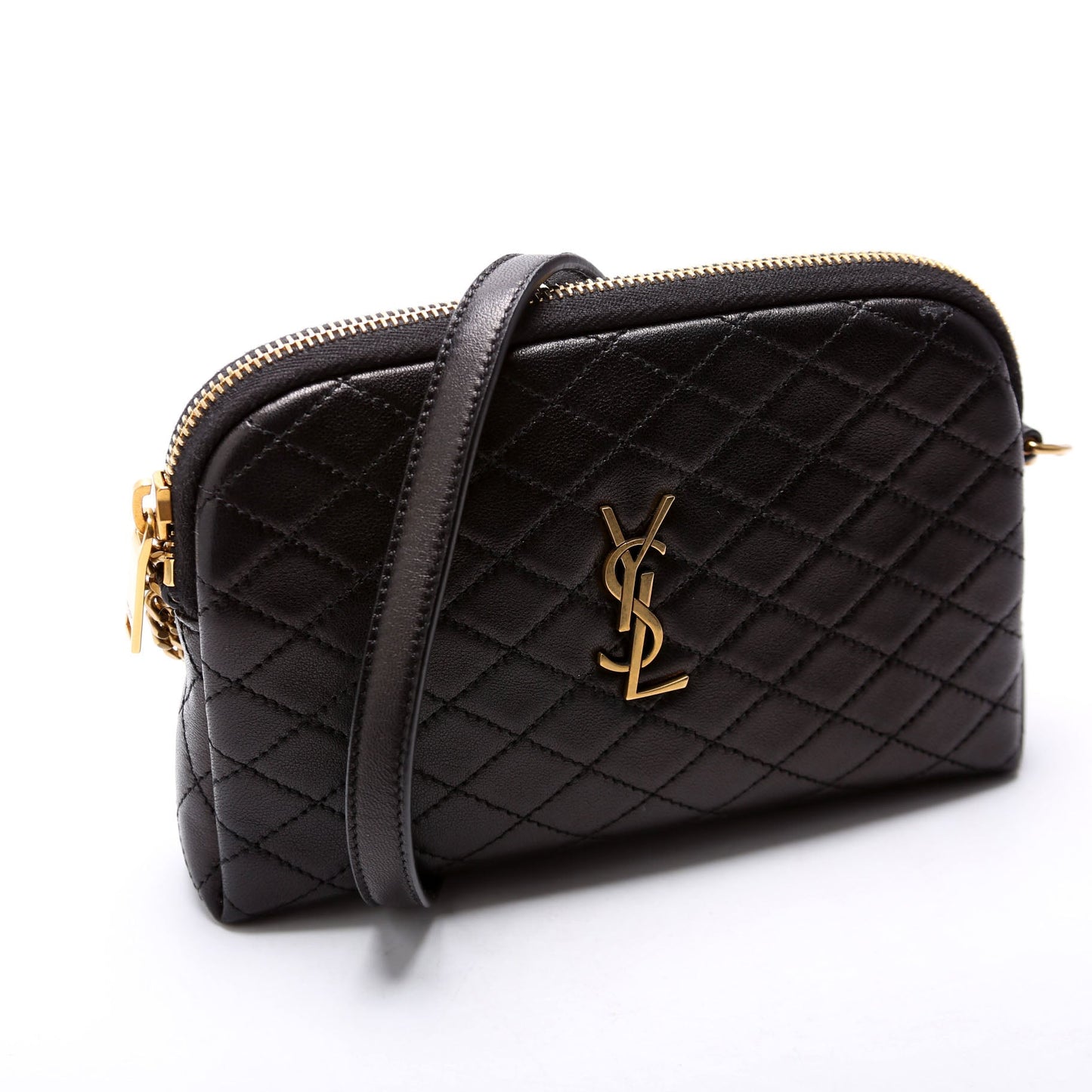 YSL Saint Laurent Saint Laurent Gaby Zip Pouch Lambskin Bag Quilted Black Travel Bag