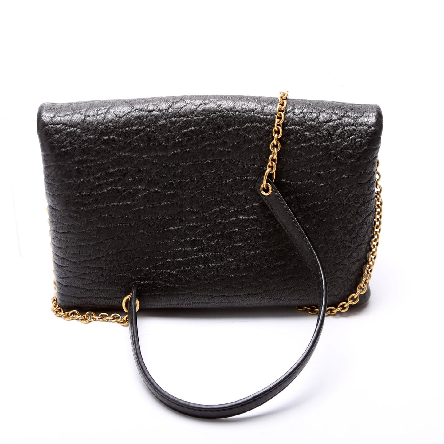 YSL Saint Laurent Cassandre Pouch Bag Lambskin Black Chain Travel Bag