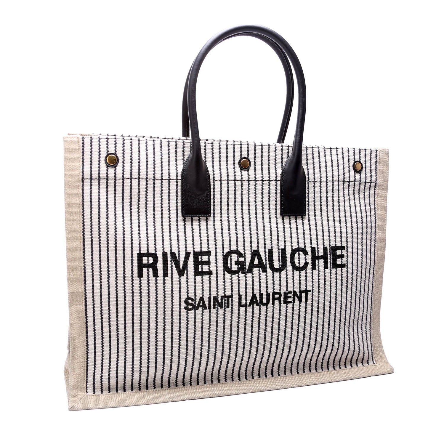 YSL Saint Laurent Saint Laurent Rive Gauche Tote Bag Black Beige