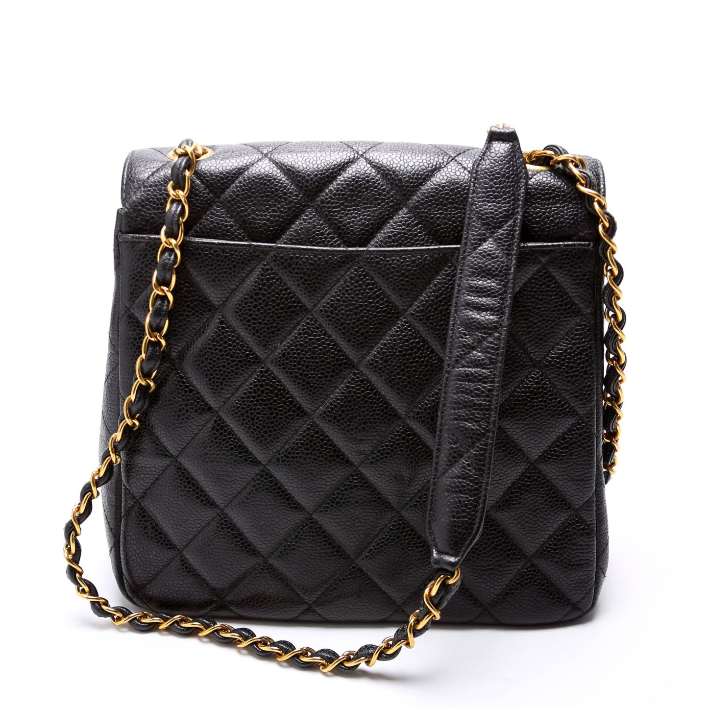 Chanel CC Square Flap Quilted Caviar 4M Black Shoulder Bag