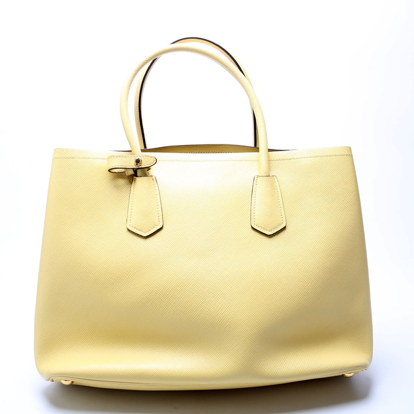 Prada Saffiano Cuir Double Yellow Bag Large Travel Bag
