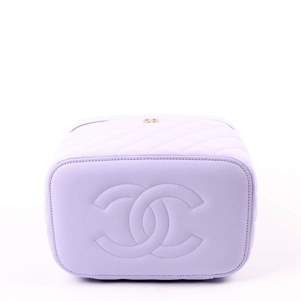 Chanel Vanity Quilted Caviar RFID Purple Handbag