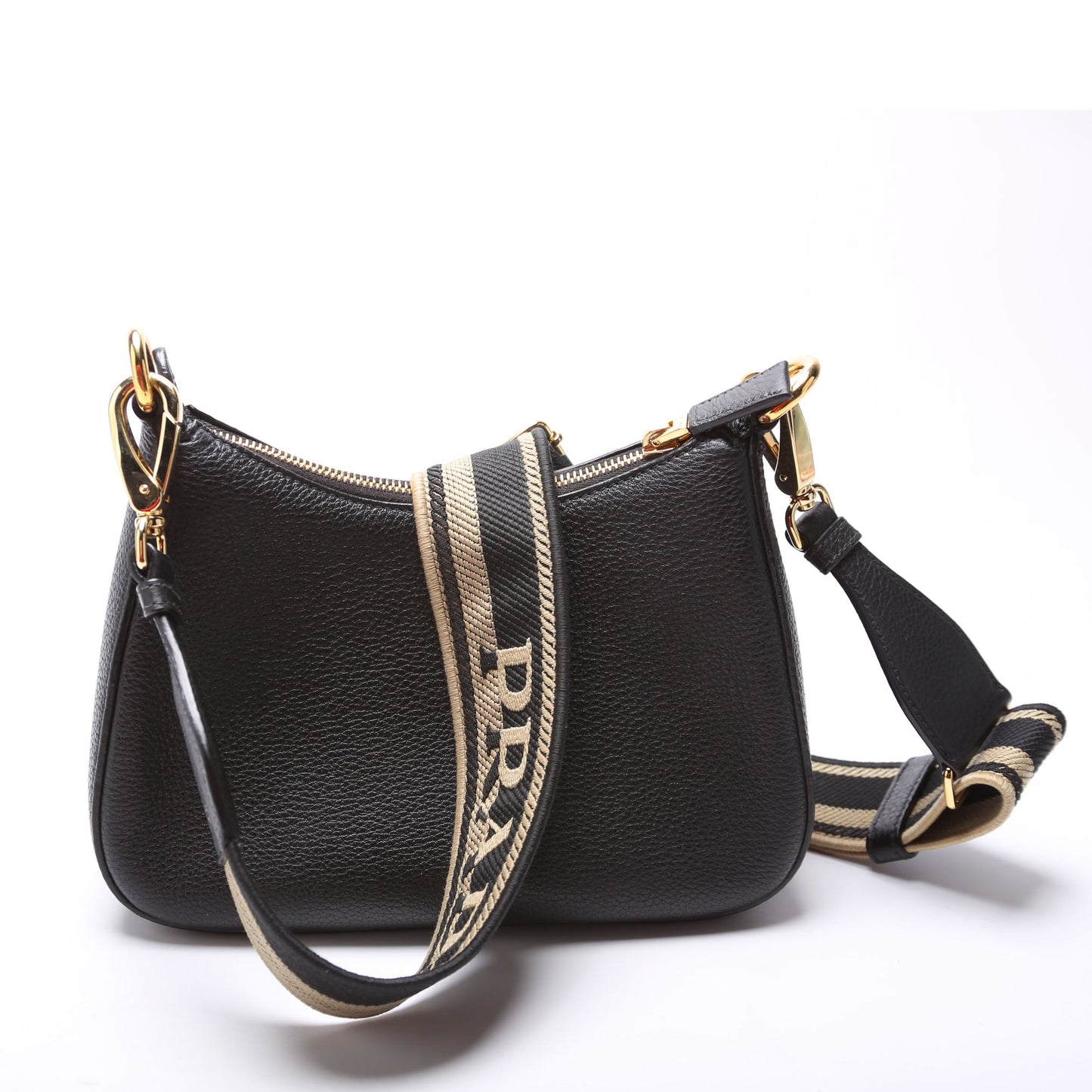 Prada Vitello Daino Soft Crossbody Bag Leather Black