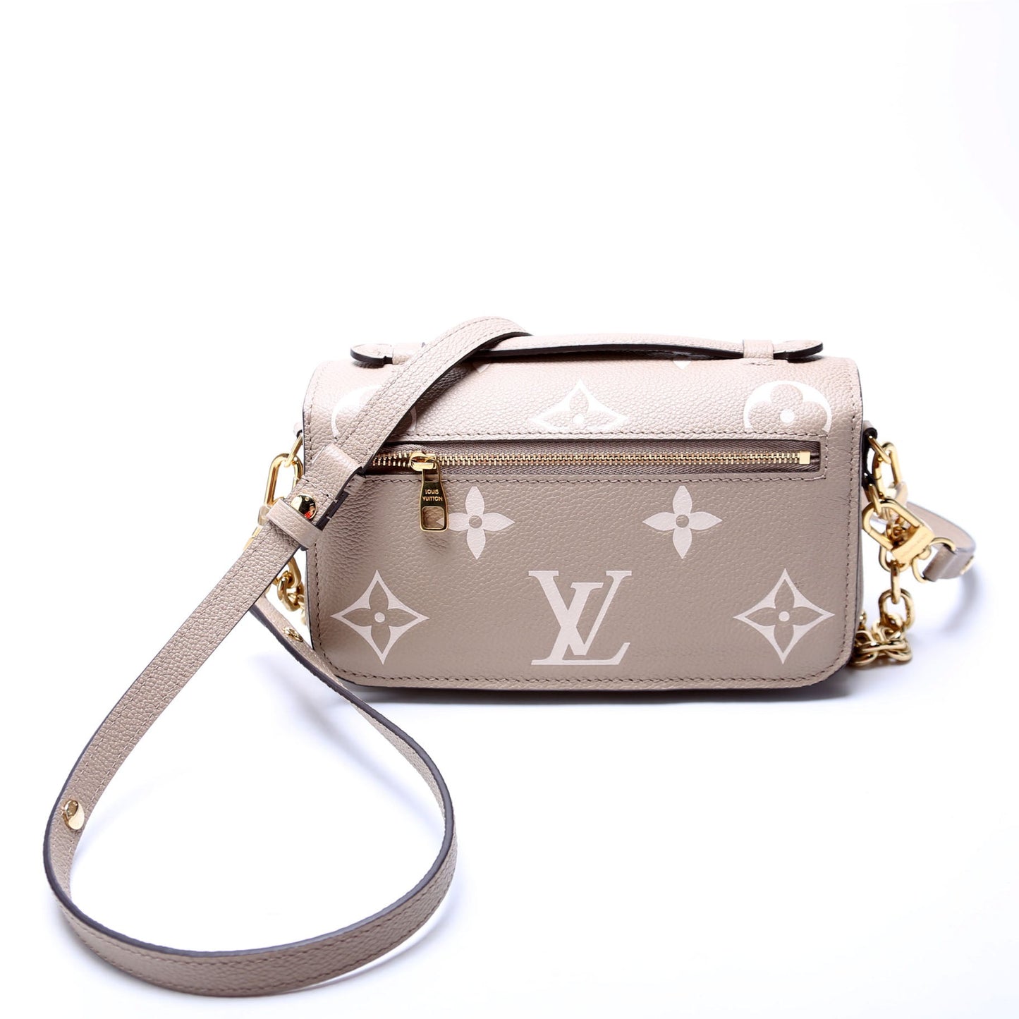 Louis Vuitton Pochette Metis East West Bicolor Empreinte Clutch Bag Taupe 2