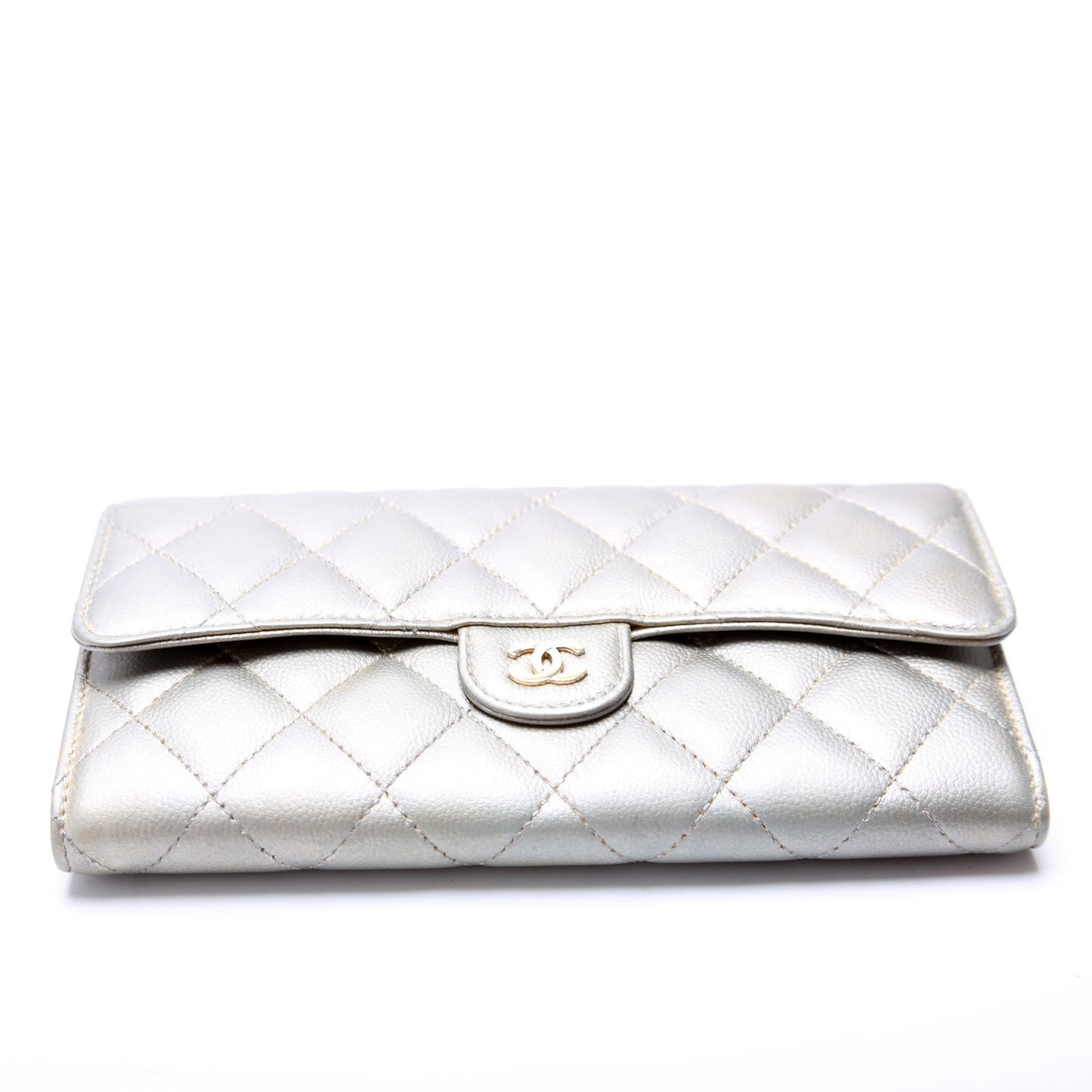 Chanel Classic Flap Wallet Long Caviar Grey