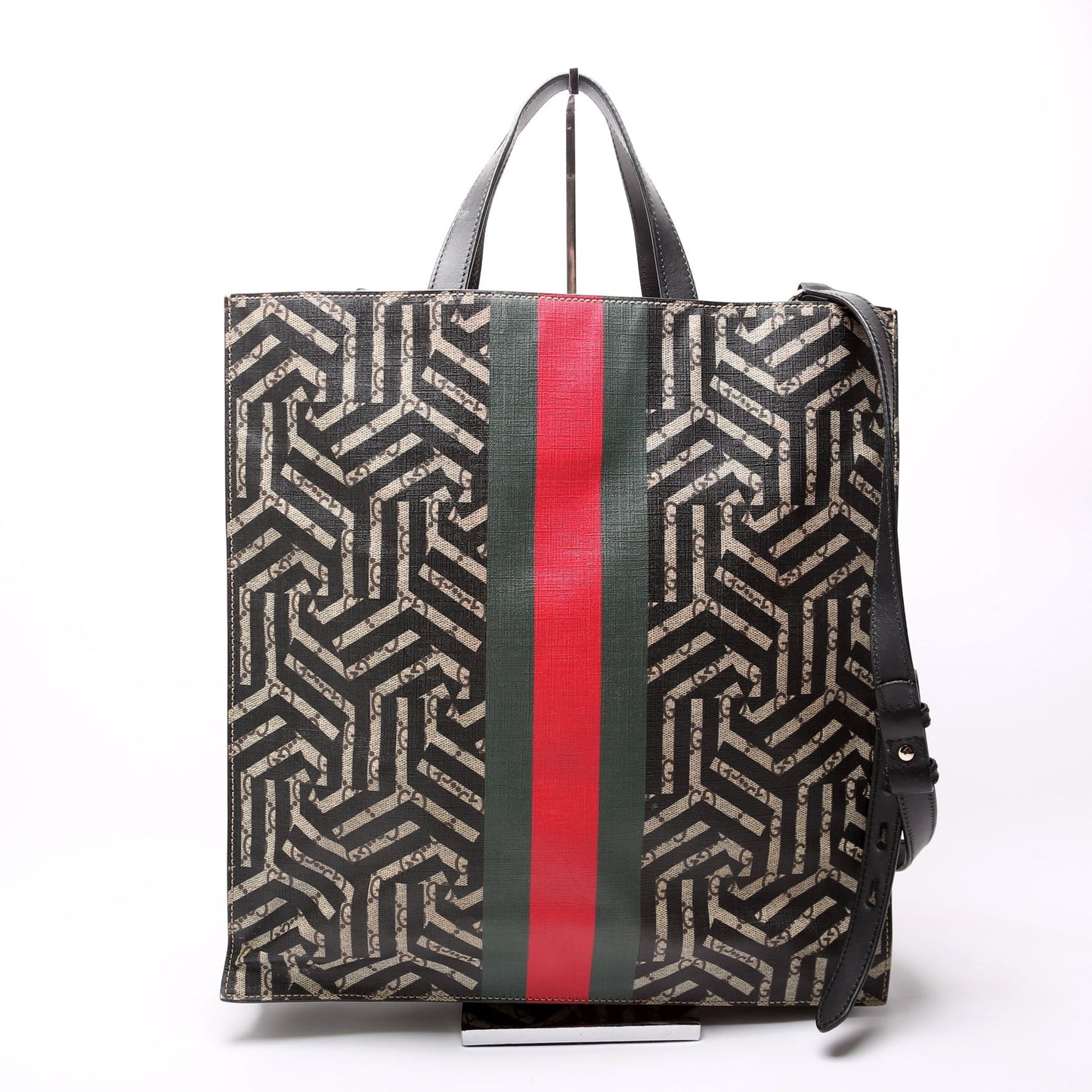 Gucci Soft GG Supreme Caleido Web Black Beige Tote Bag
