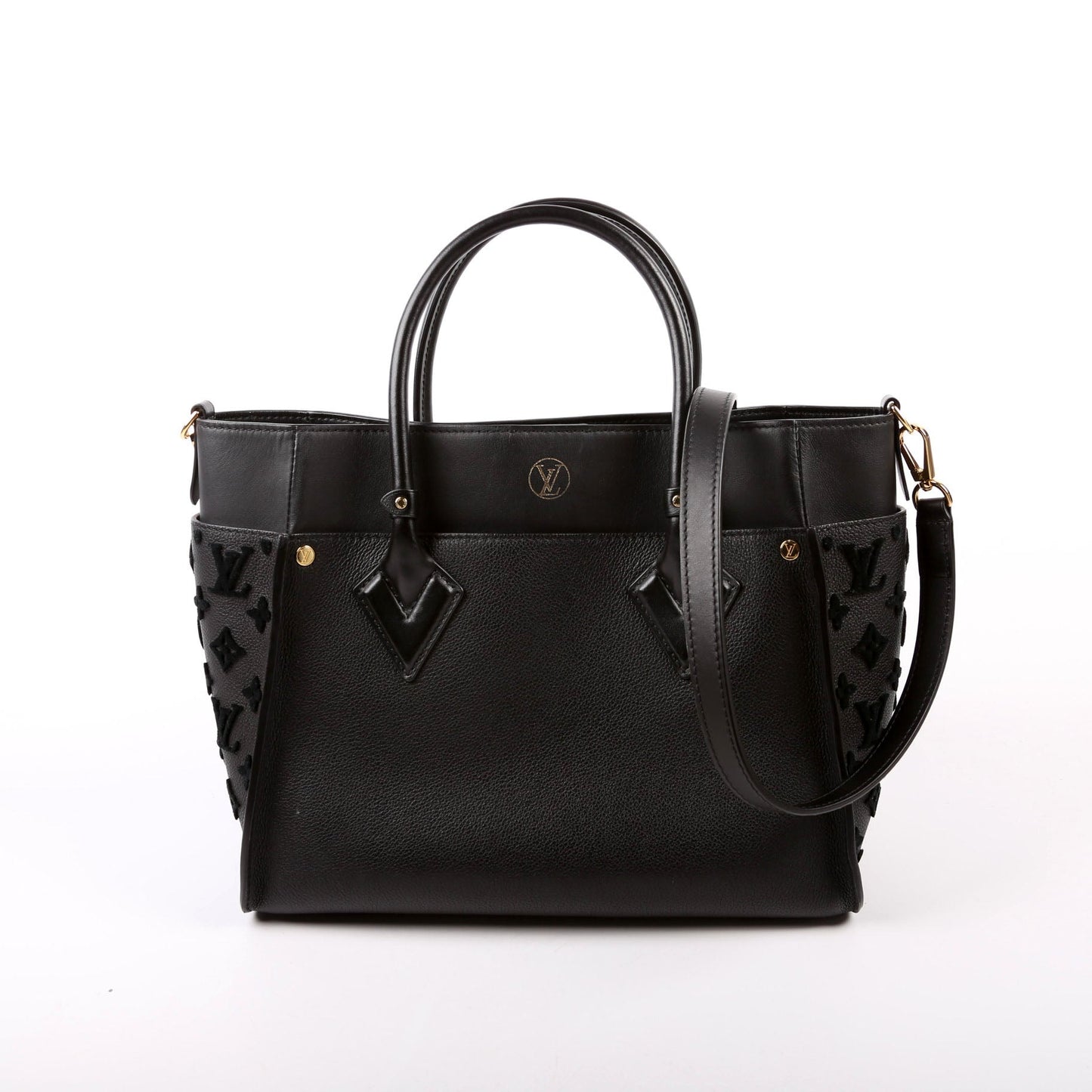 Louis Vuitton On My Side MM Calfskin Black Handbag Calfskin Black
