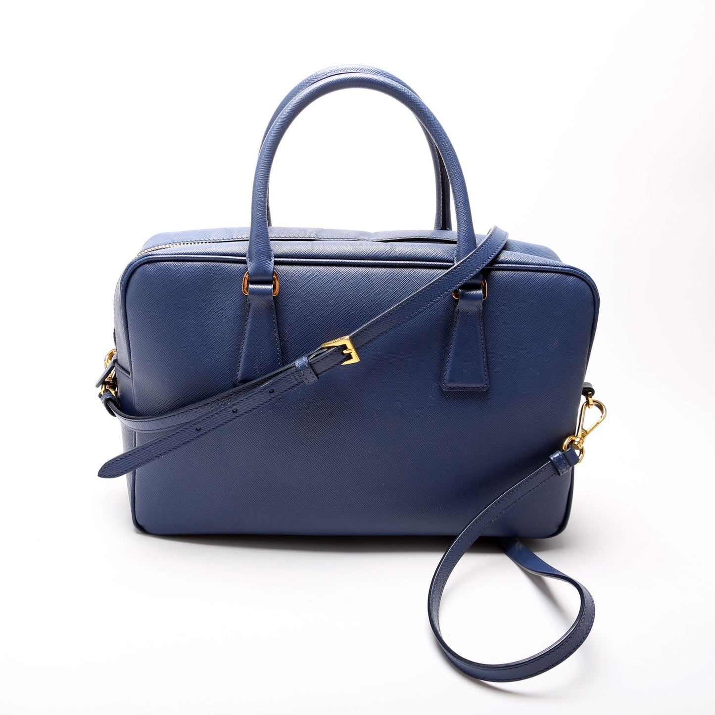 Prada Saffiano Lux Bauletto Bag Blue Travel Bag