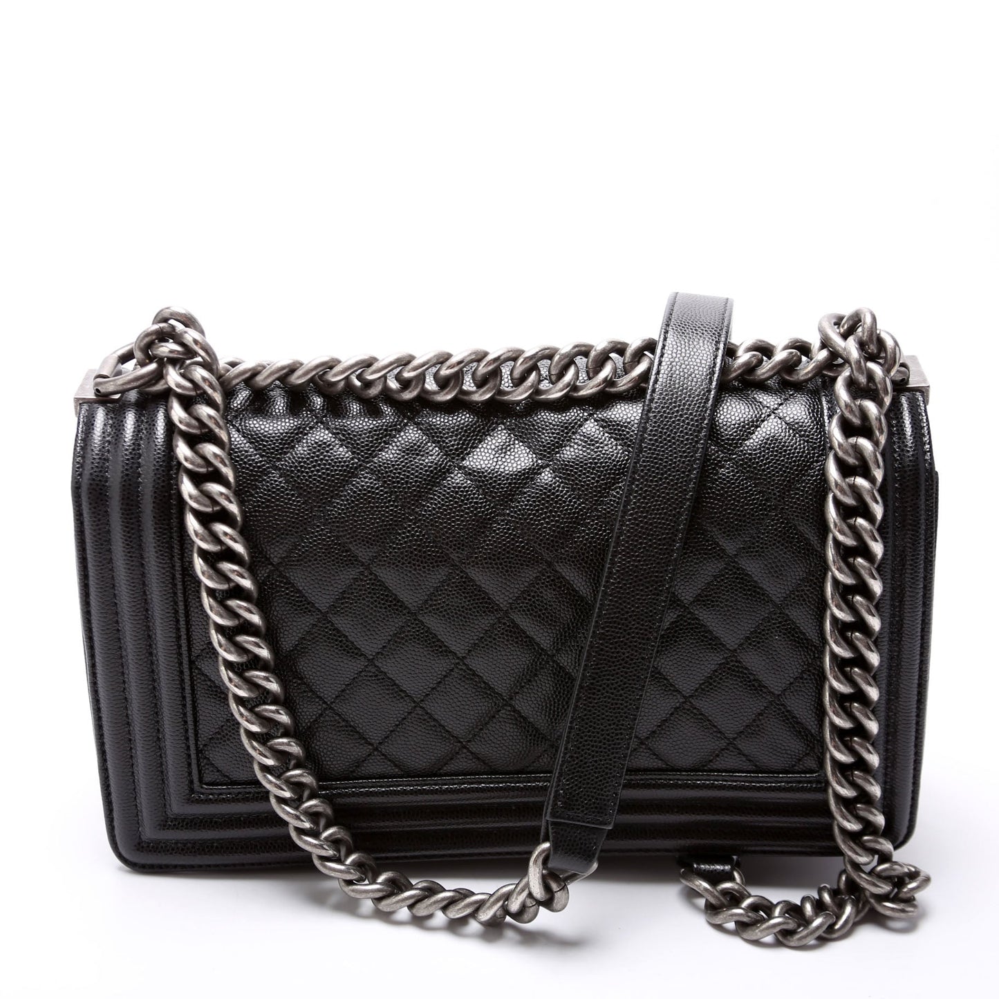 Chanel Boy Flap New Caviar 25-28M Black Handbag