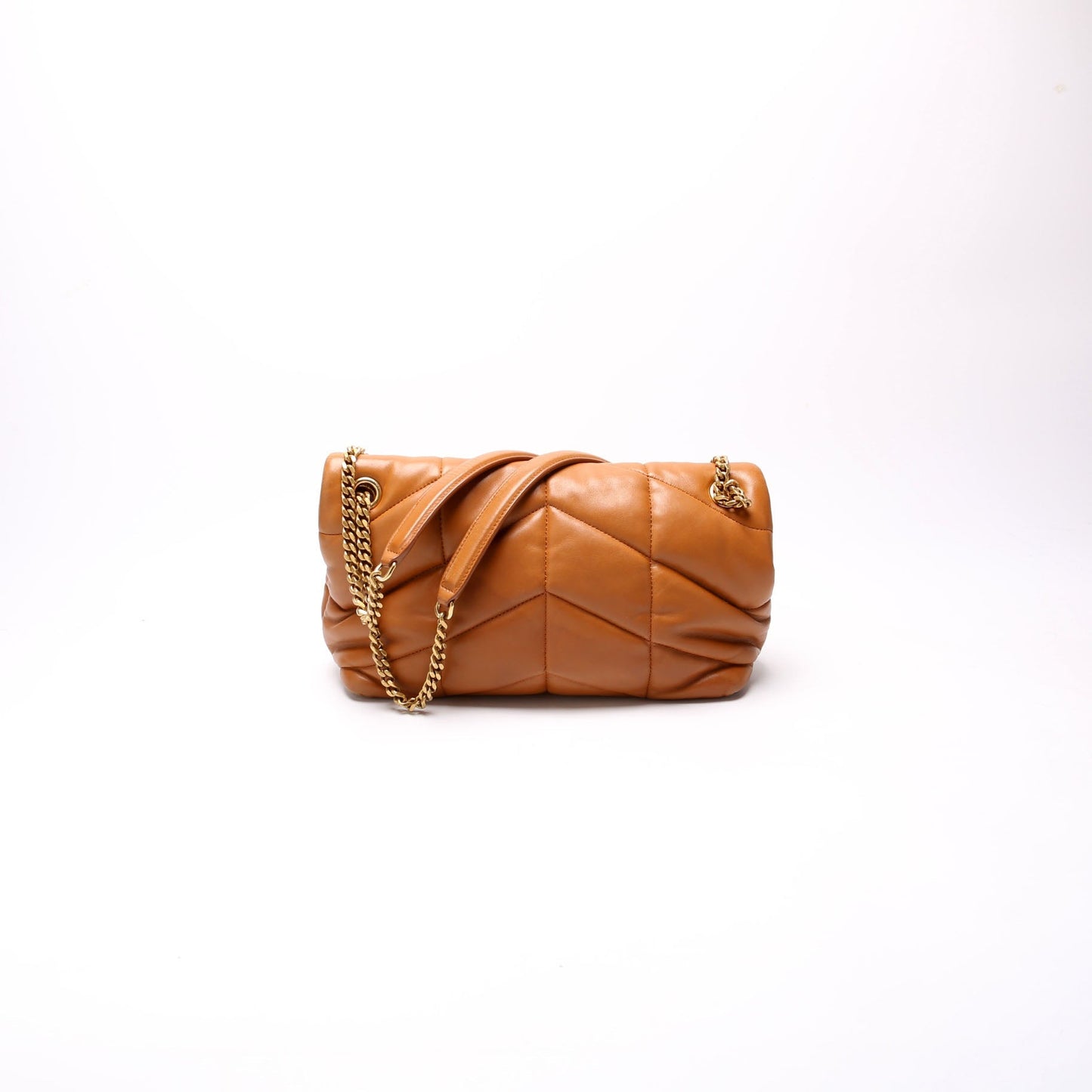 YSL Saint Laurent Saint Laurent Puffer Lambskin Bag Quilted Brown Travel Bag