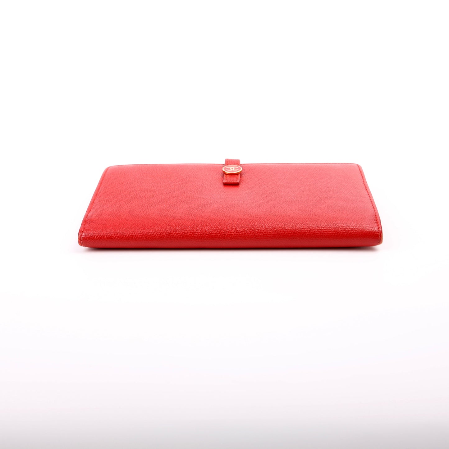Chanel CC Button Long Wallet Grained Calfskin 9M Red