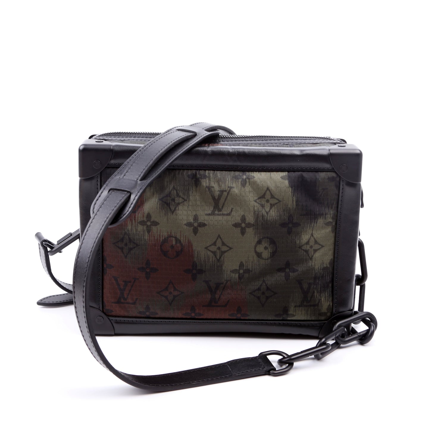 Louis Vuitton Soft Trunk Nylon Camouflage Monogram Black Green Handbag