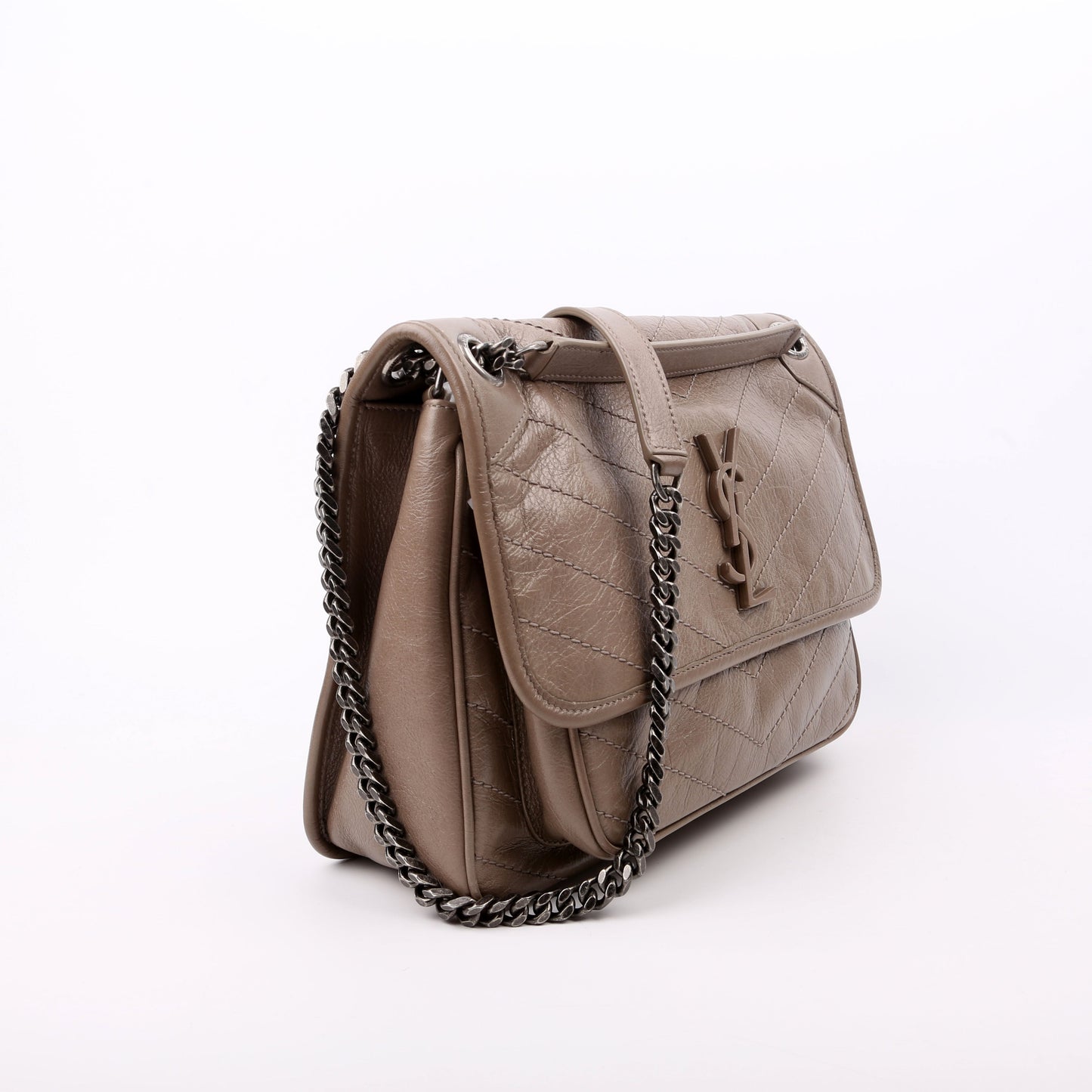 YSL Saint Laurent Saint Laurent Niki Crinkle Taupe Bag Leather Medium Travel Bag