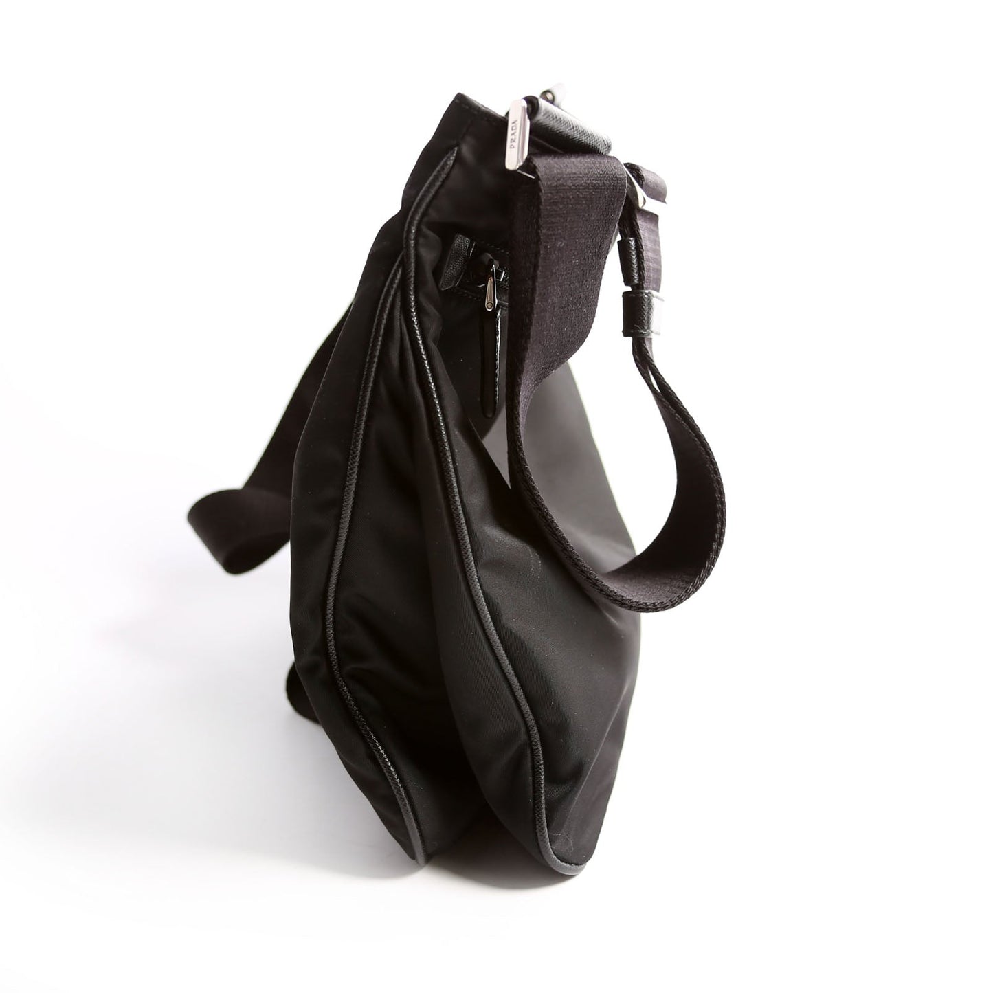 Prada Re Saffiano Messenger Crossbody Bag Nylon Black