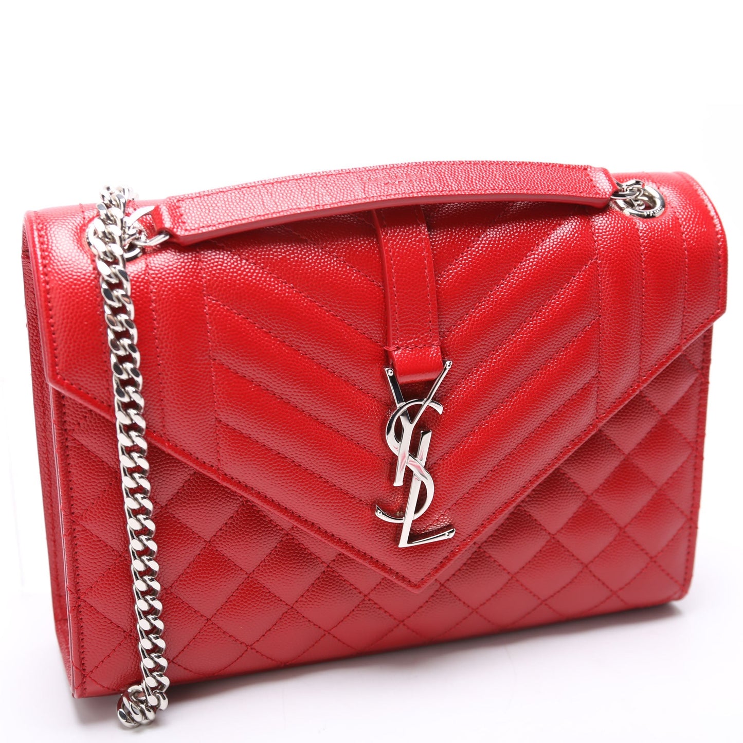 YSL Saint Laurent Saint Laurent Envelope Tri Quilt Bag Red Medium Travel Bag