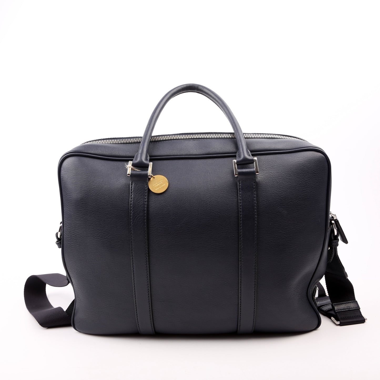 Prada Business Way Bag Leather Blue Travel Bag