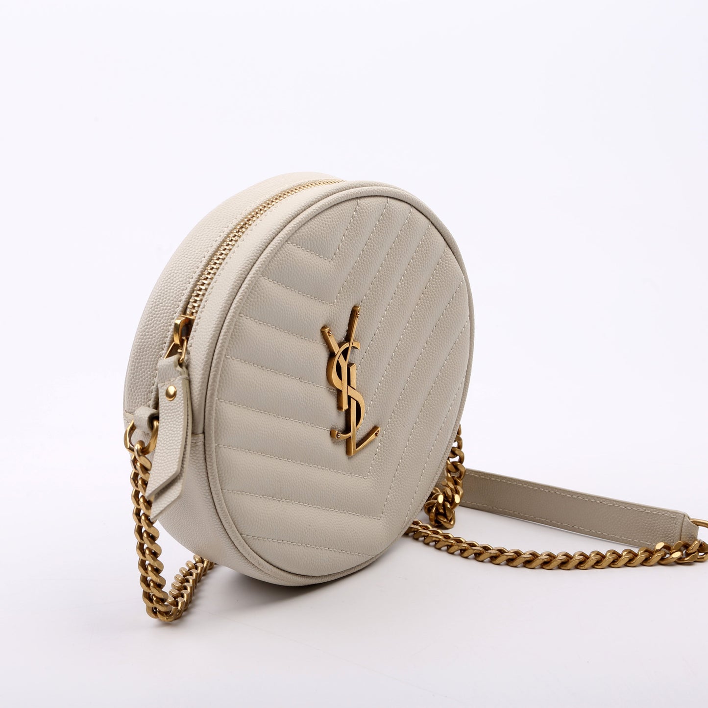 YSL Saint Laurent Saint Laurent Grain De Poudre Round Camera Cream Travel Bag