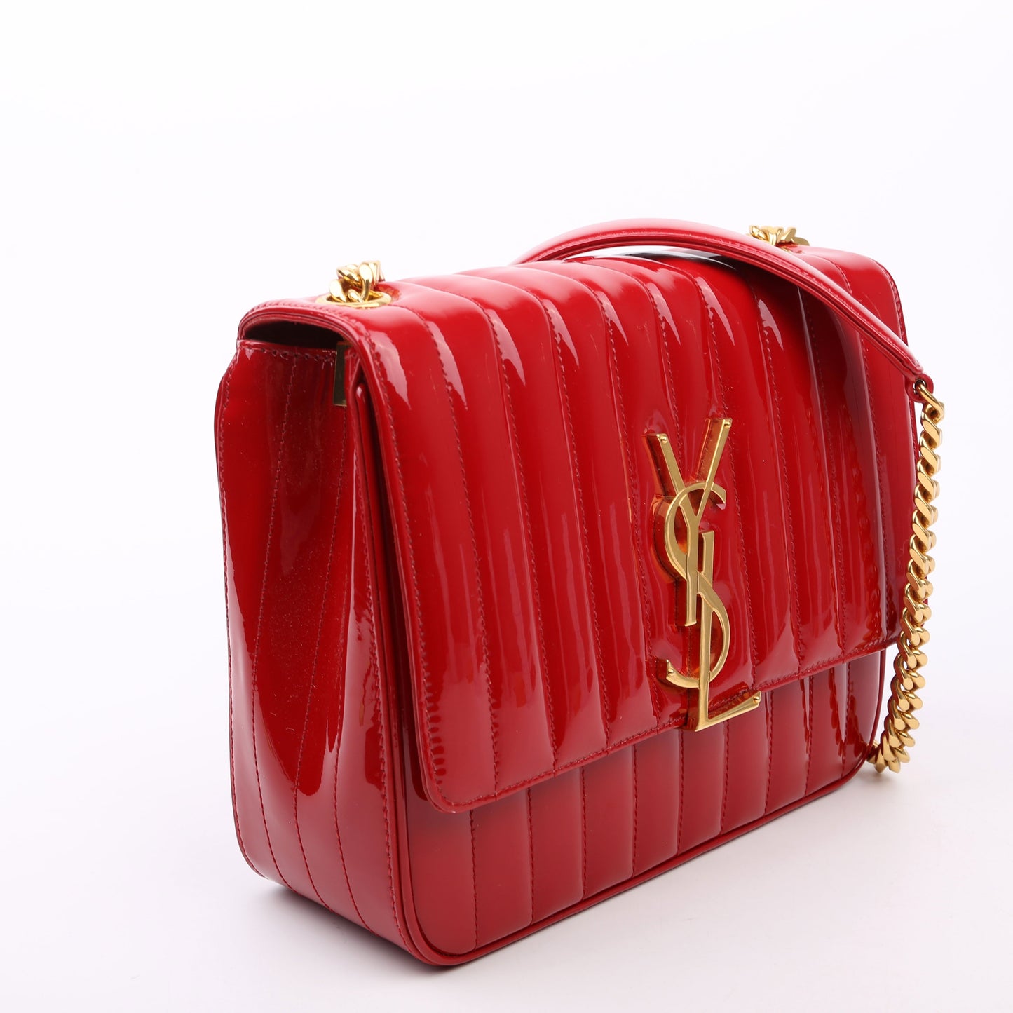 YSL Saint Laurent Saint Laurent Vicky Patent Bag Red Large Travel Bag