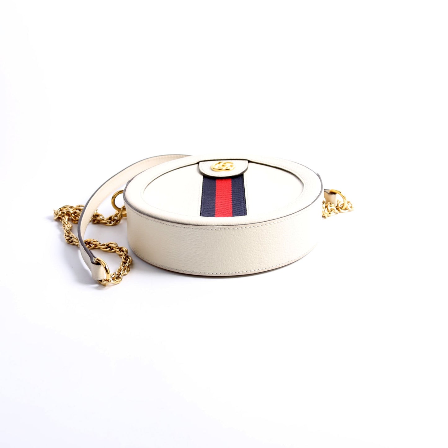 Gucci Ophidia Round Leather White Small Crossbody Bag