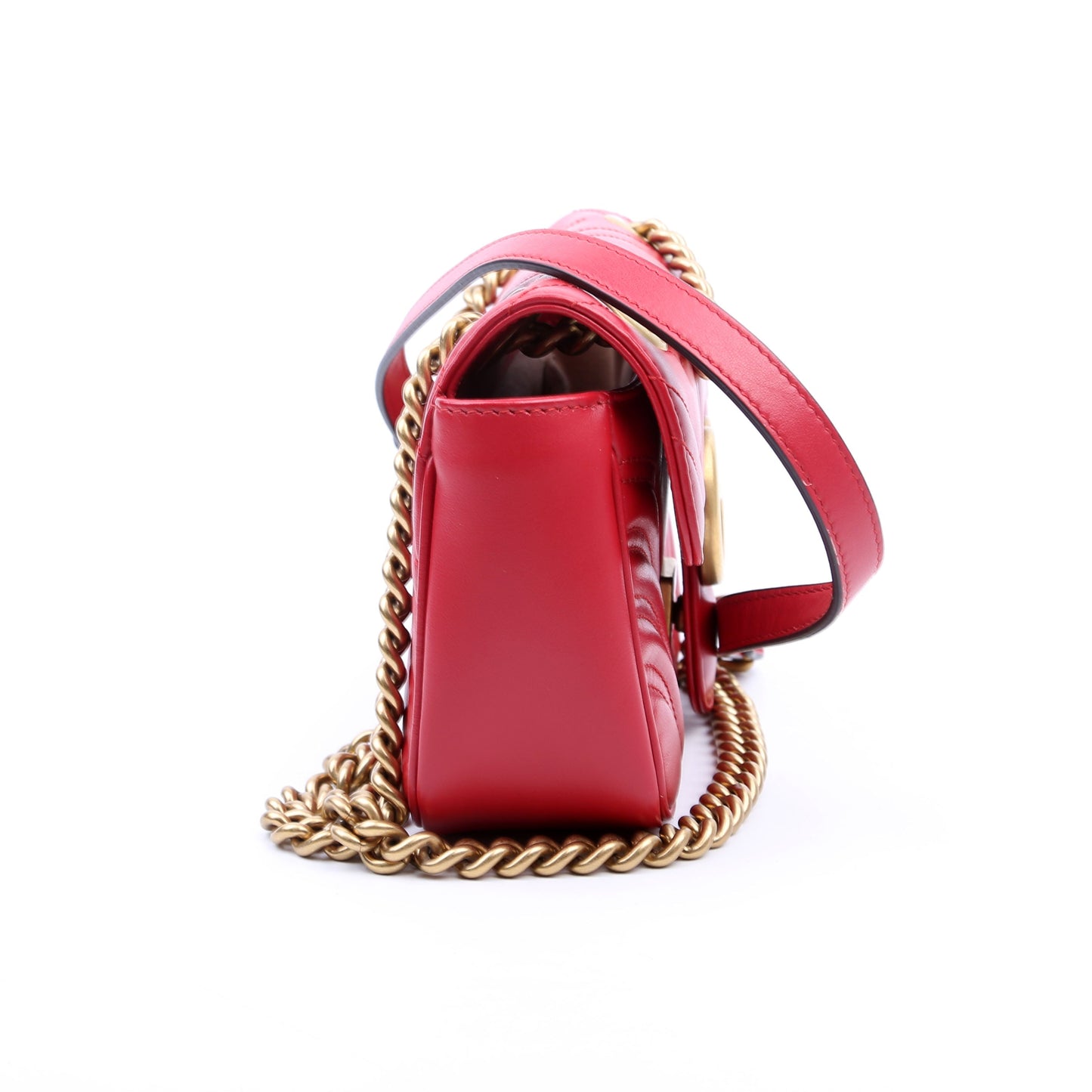 Gucci Marmont Leather Red Mini Flap Shoulder Bag