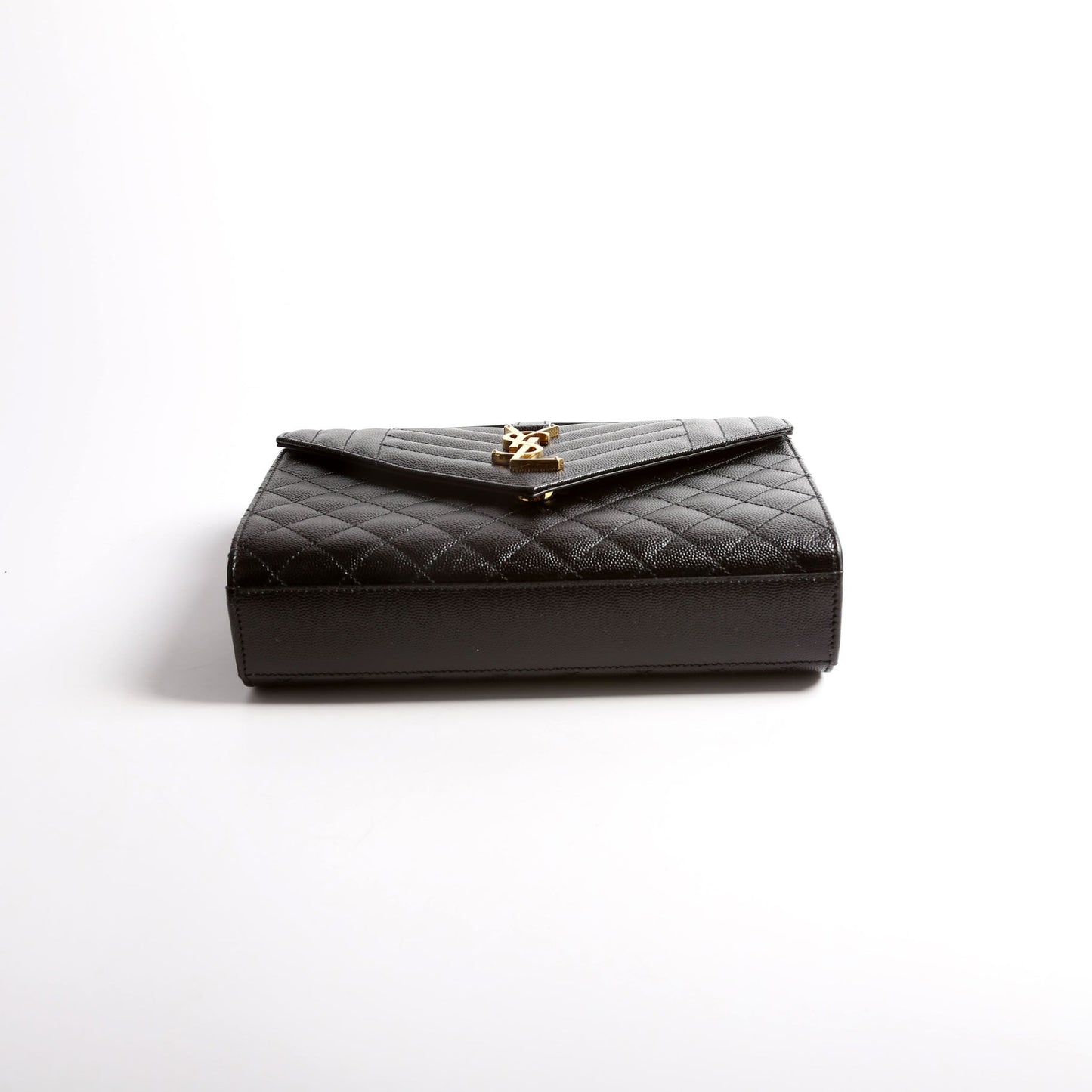 YSL Saint Laurent Envelope Triquilt Bag Black Small Travel Bag Triquilt 600195 Black