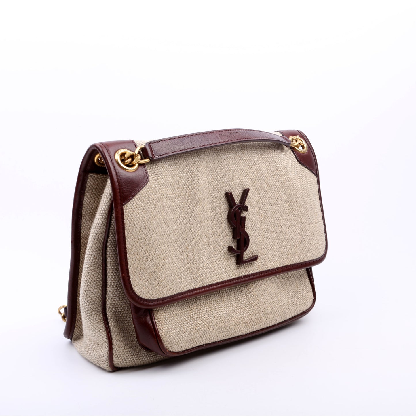 YSL Saint Laurent Saint Laurent Niki Medium Calfskin Tan Bag Leather Canvas Travel Bag