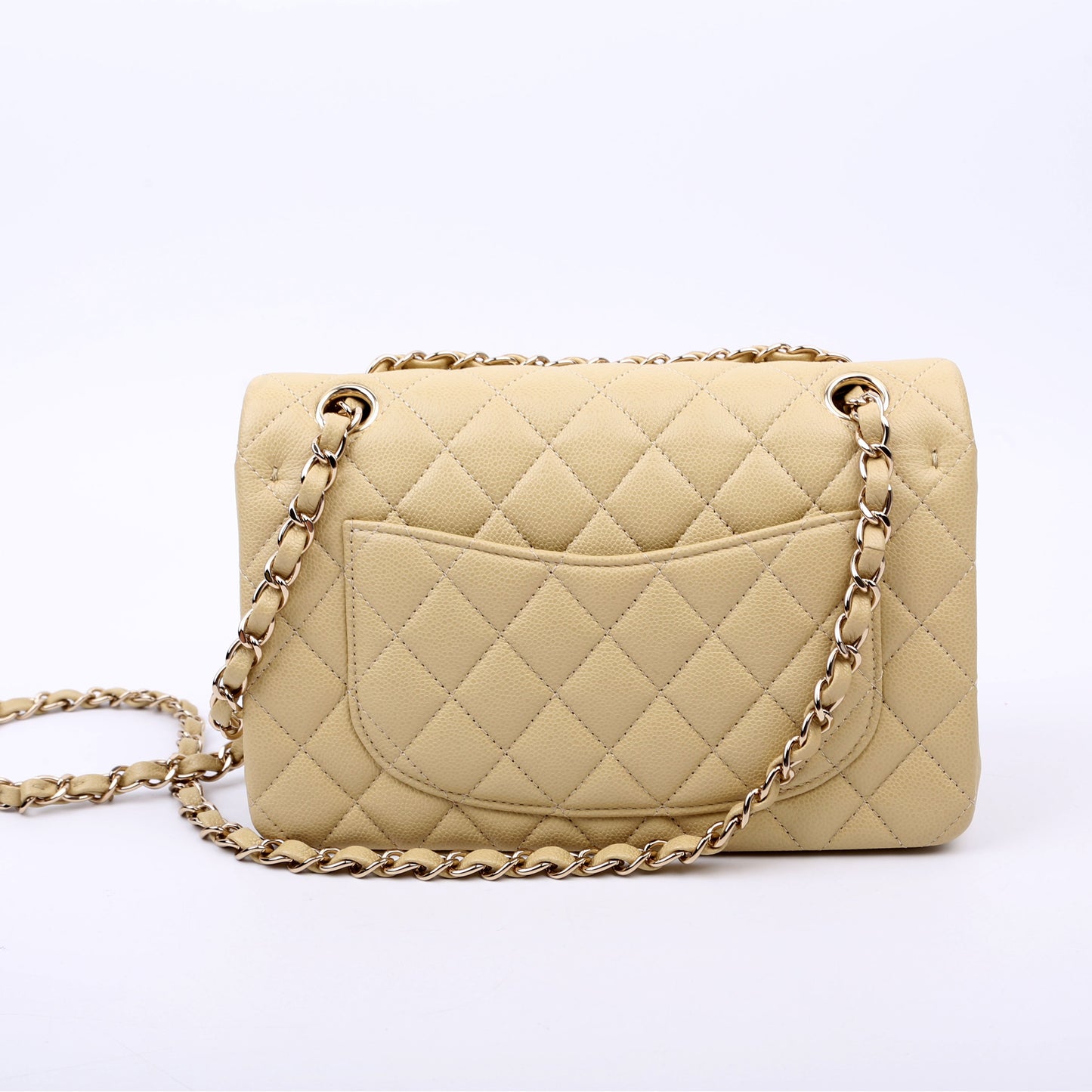 Chanel Classic Flap Caviar Neutral Small Handbag
