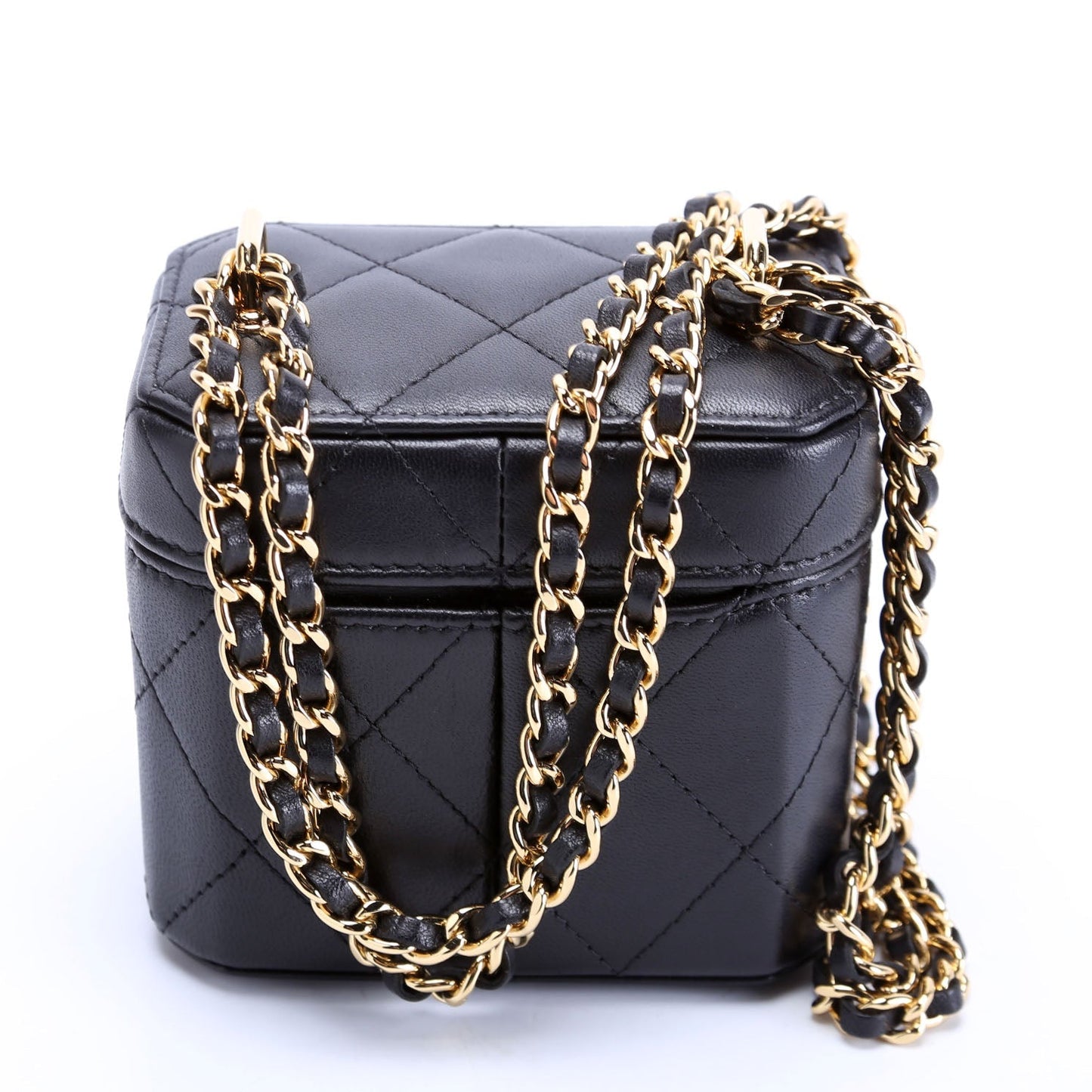 Chanel CC Turnlock Vanity Quilted Lamb RFID Black Clutch Bag
