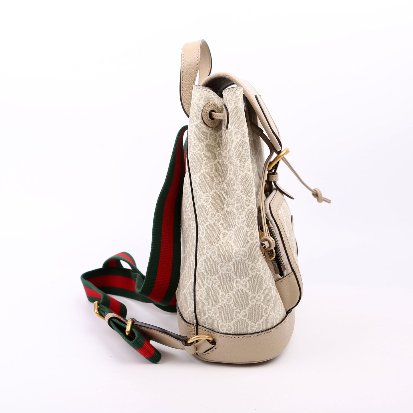Gucci GG Supreme Buckle Backpack Beige