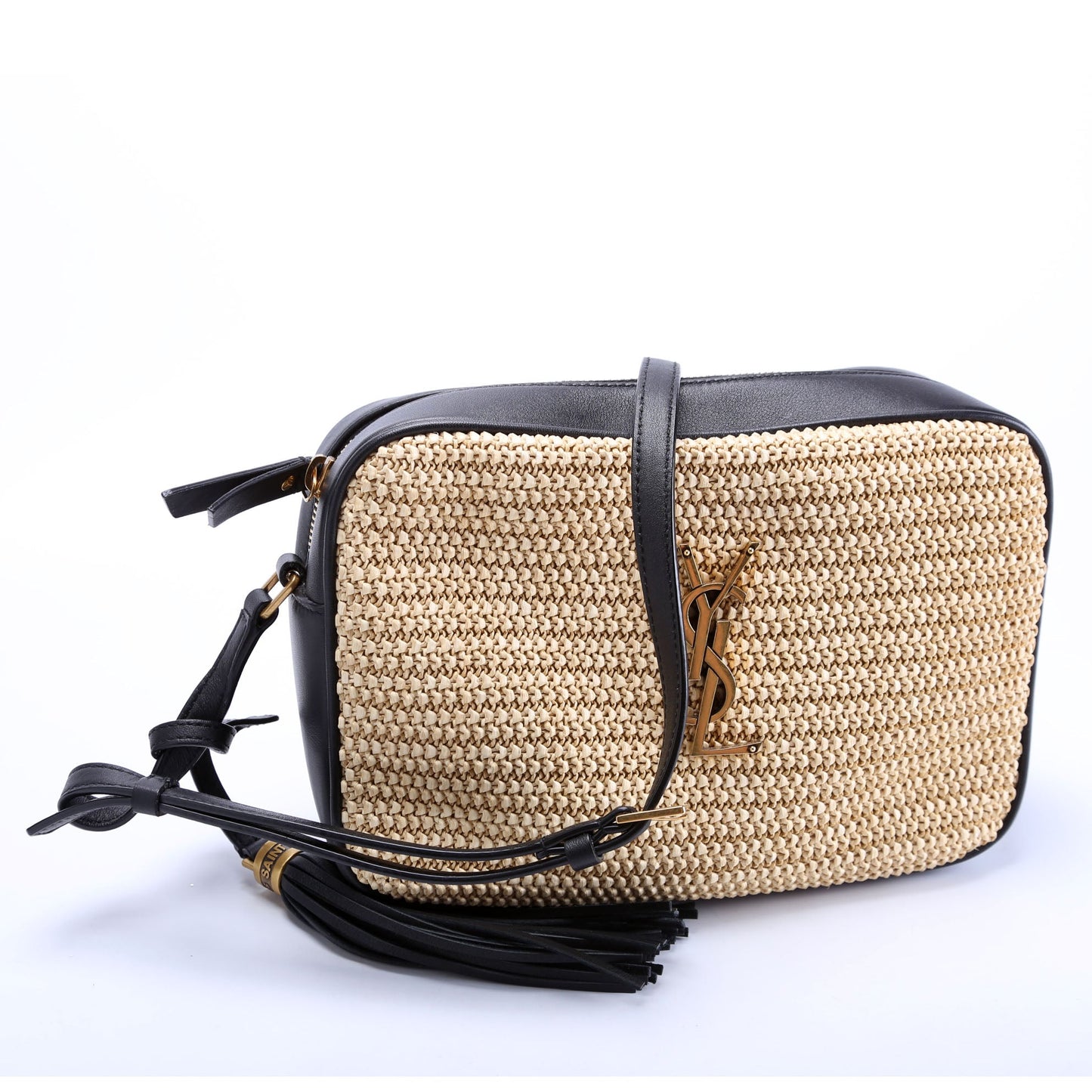 YSL Saint Laurent Saint Laurent Lou Camera Bag Raffia Tan Travel Bag