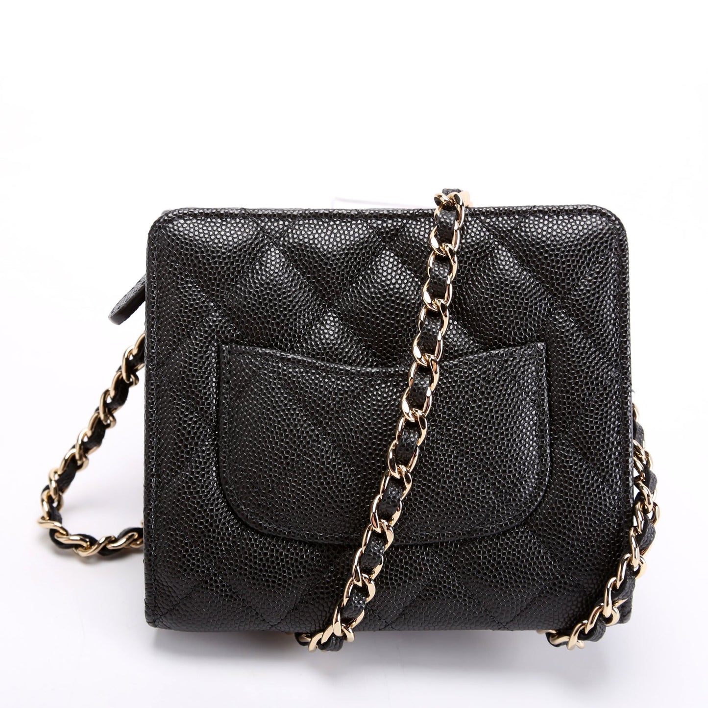 Chanel CC Flap Card Holder On Caviar Black Wallet Case