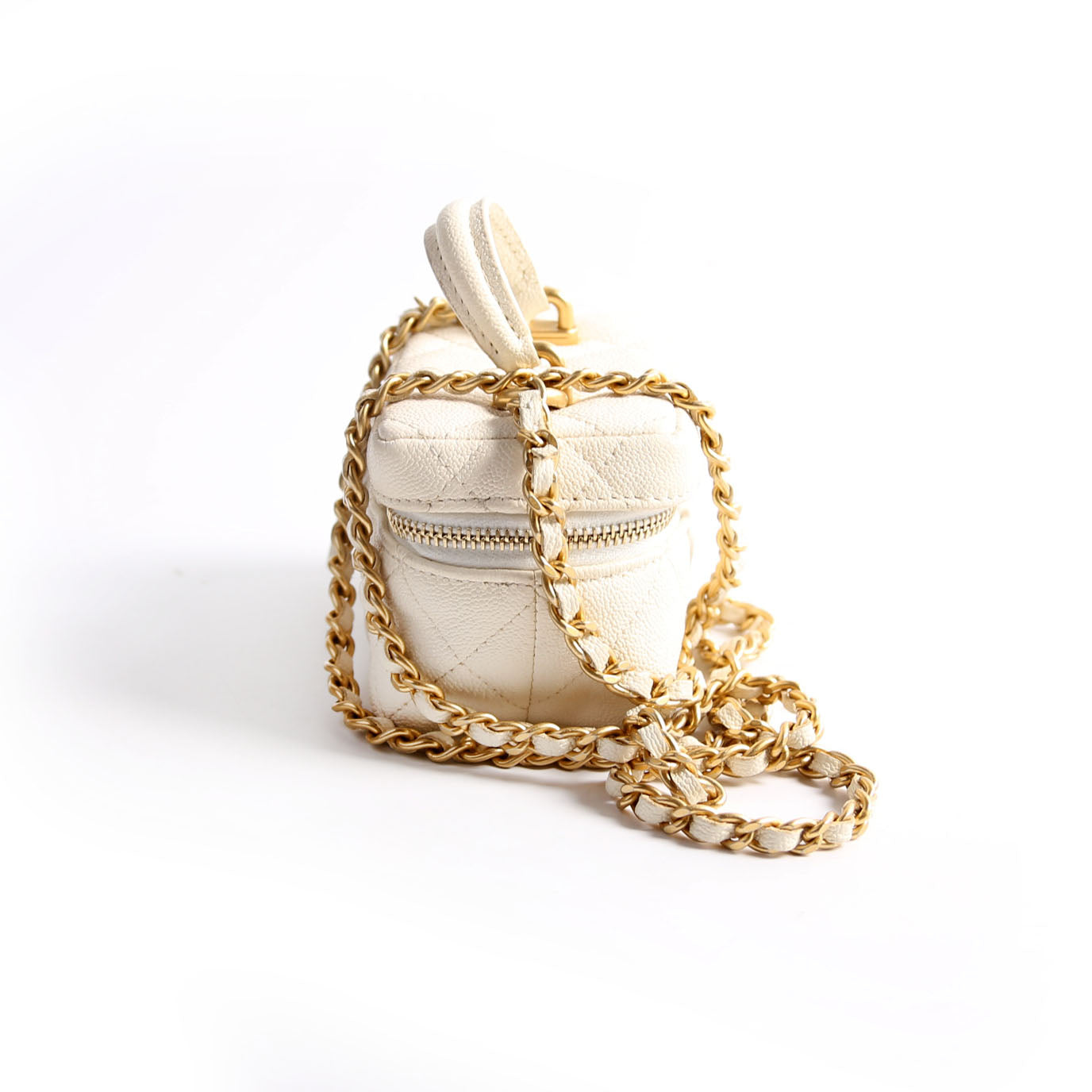 Chanel Top Handle Vanity Caviar 30M White Mini Bag