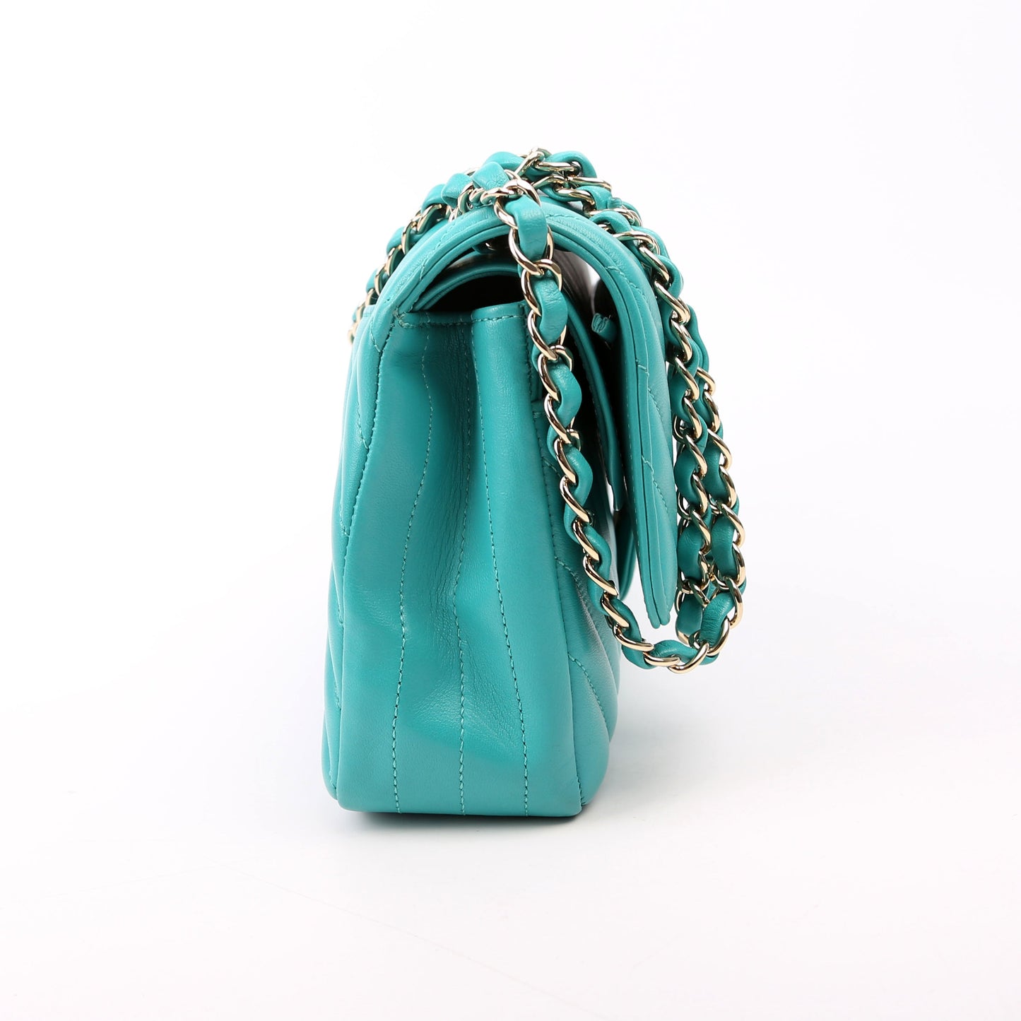 Chanel Classic Flap Chevron Lambskin 23M Teal Handbag