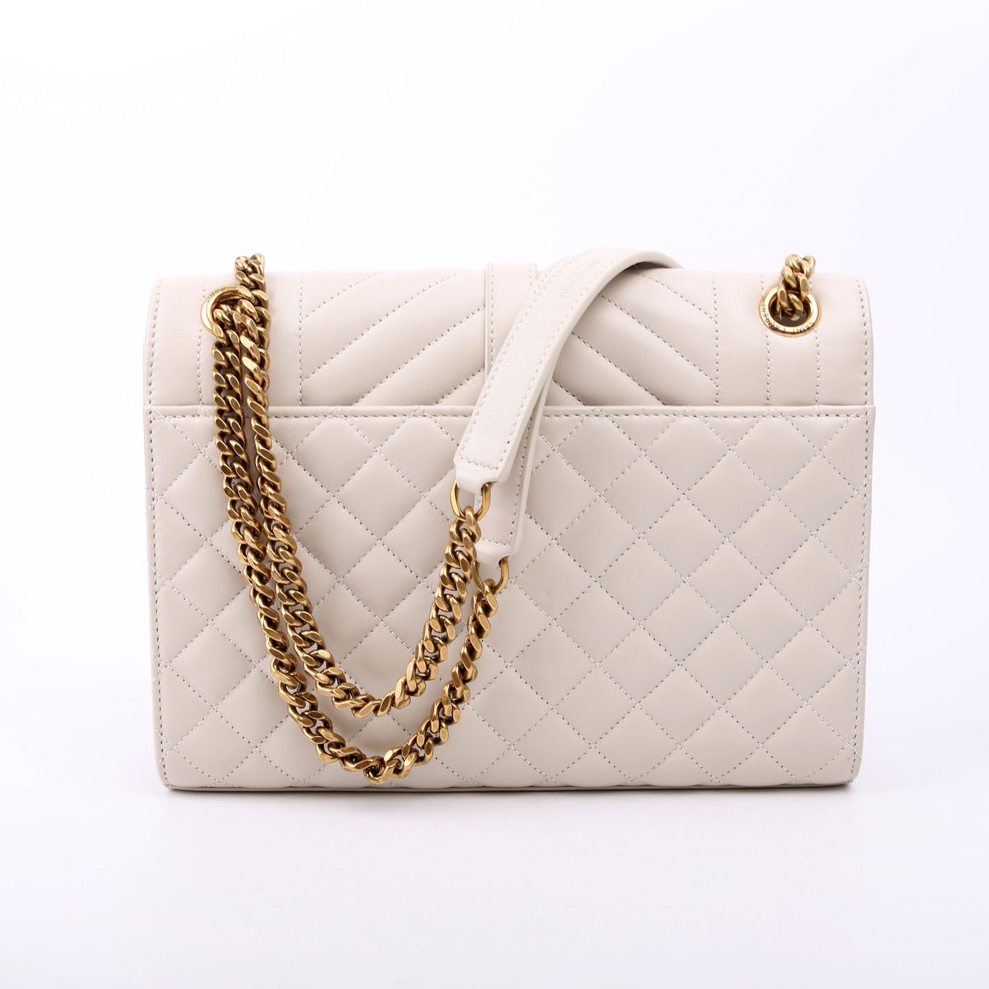 YSL Saint Laurent Saint Laurent Envelope Tri Quilt Bag White Medium Travel Bag